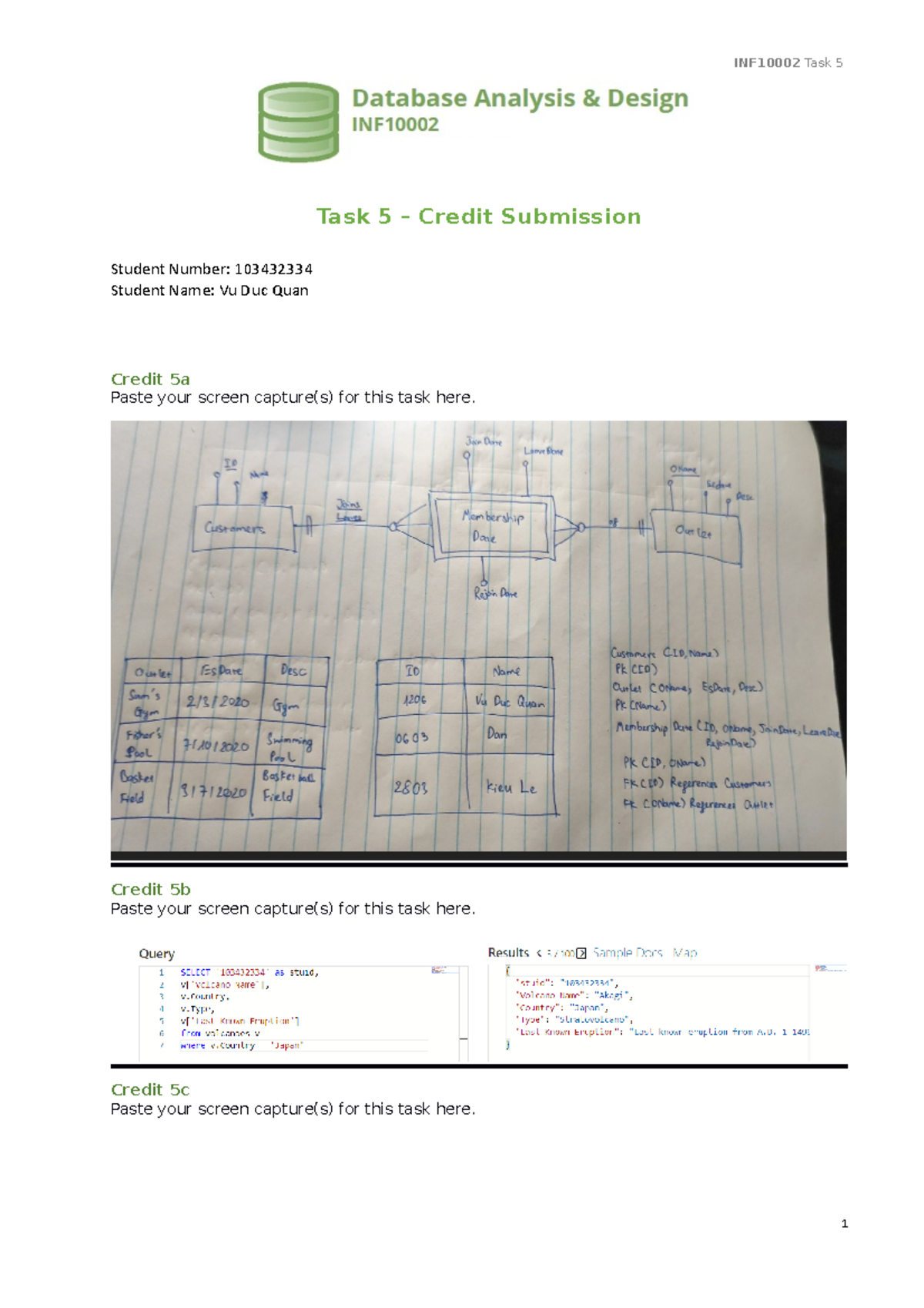 T05C TASK SOLUTION 2 - Task 5 – Credit Submission Student Number ...