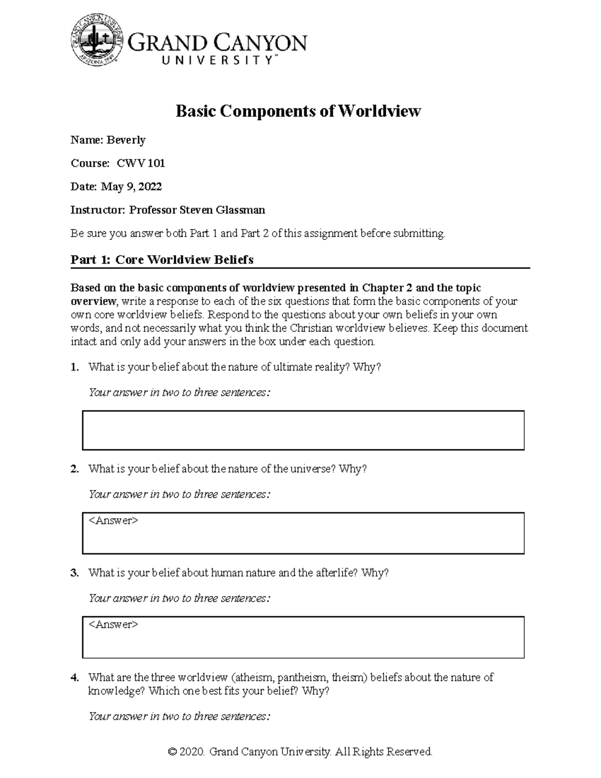 CWV 101 301 RS T1Basic Components Of Worldview - Basic Components of ...