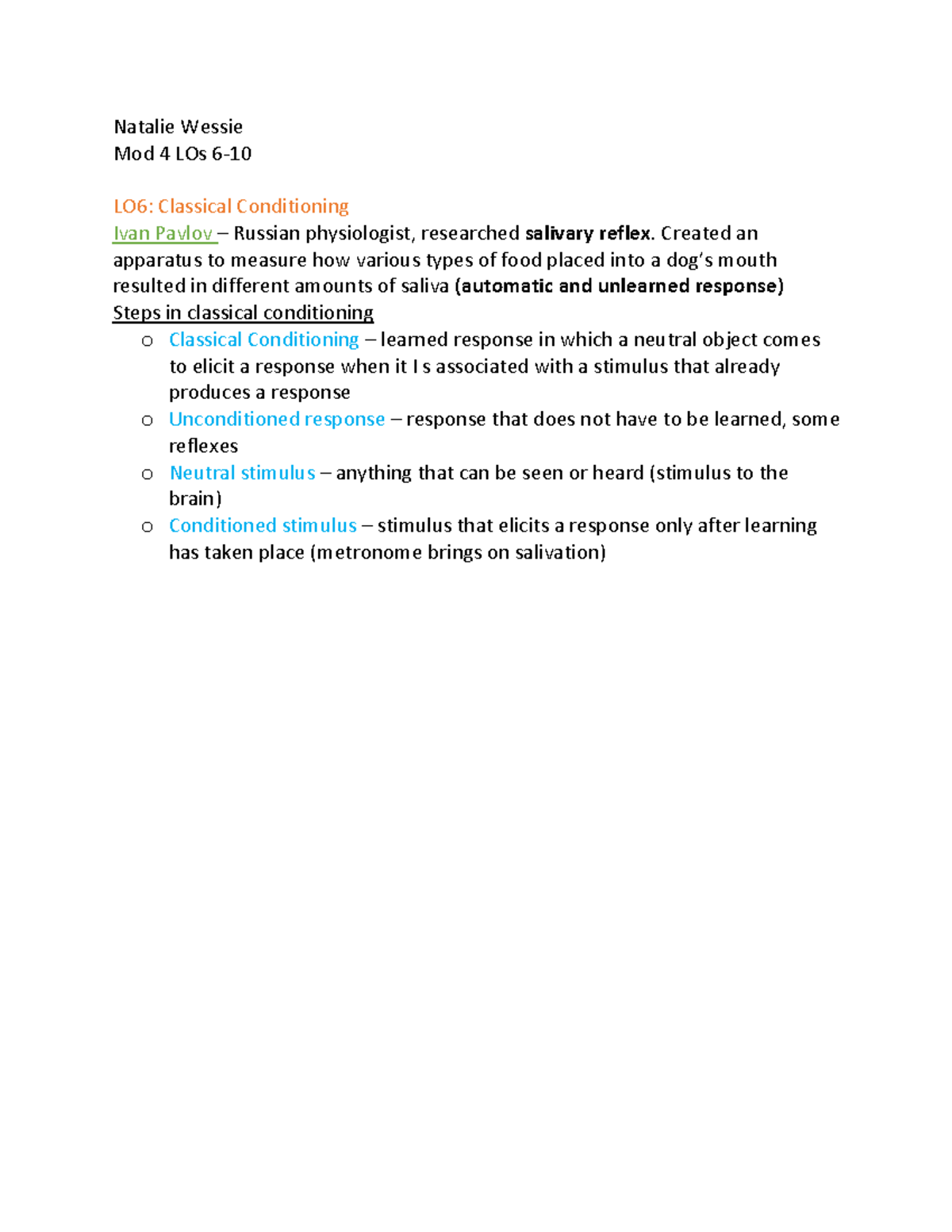Module 4 Prep Guide LOs 6-10 - Natalie Wessie Mod 4 LOs 6- LO6 ...