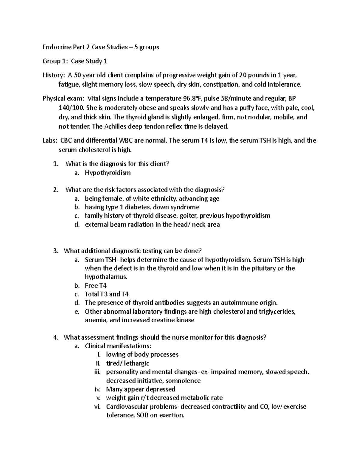 Endocrine Part 2 Case Studies Endocrine Part 2 Case Studies 5