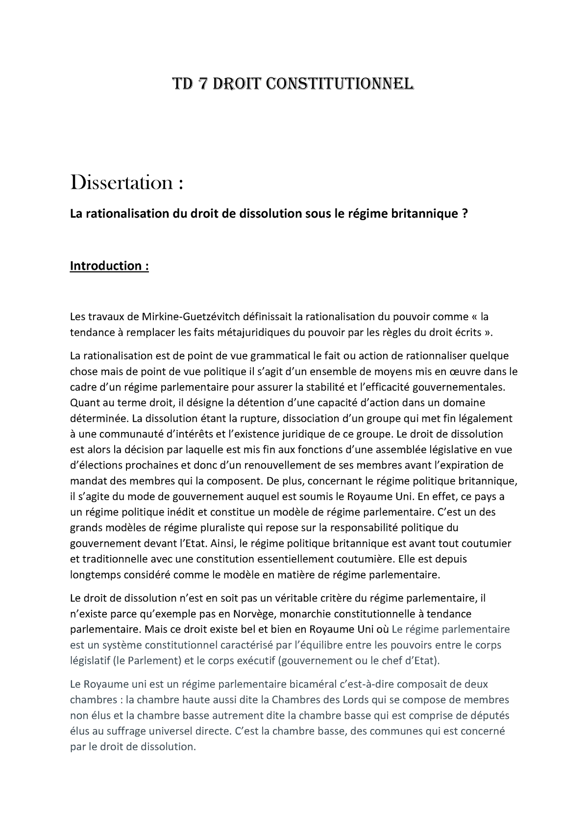 accroche dissertation droit constitutionnel