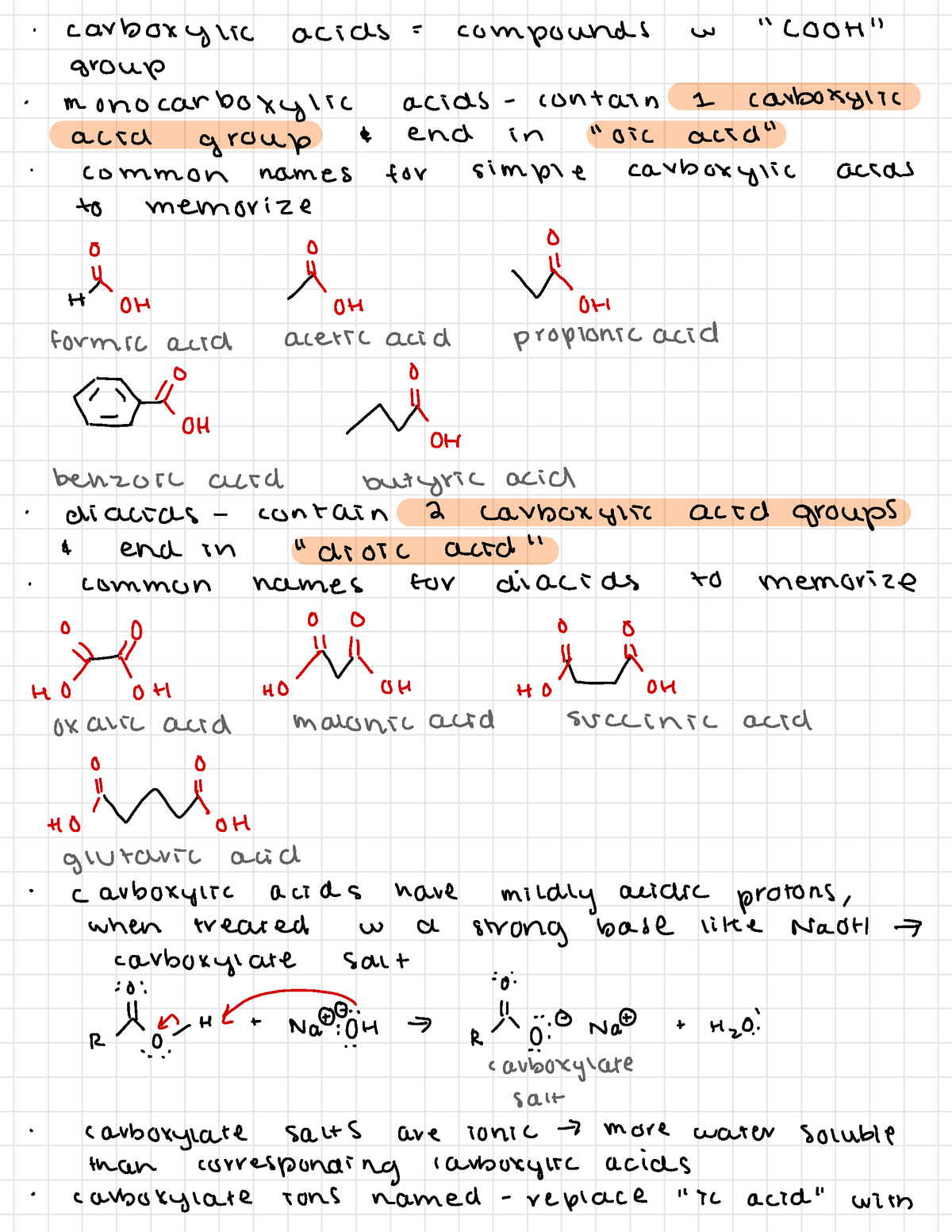 orgo Ch 20 notes - carboxylic acids = compounds w '' COOH'' group ...