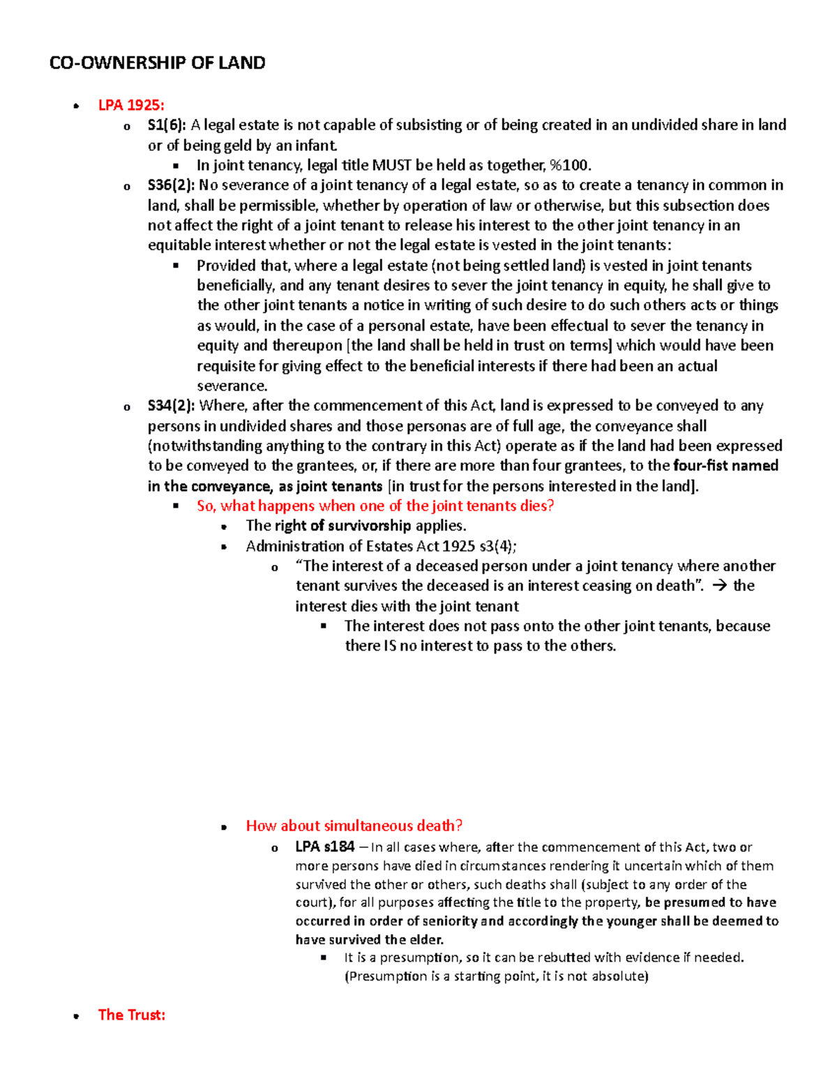 Co- Ownership Of Land - Co-ownership Of Land Lpa 1925: O S1(6): A Legal 