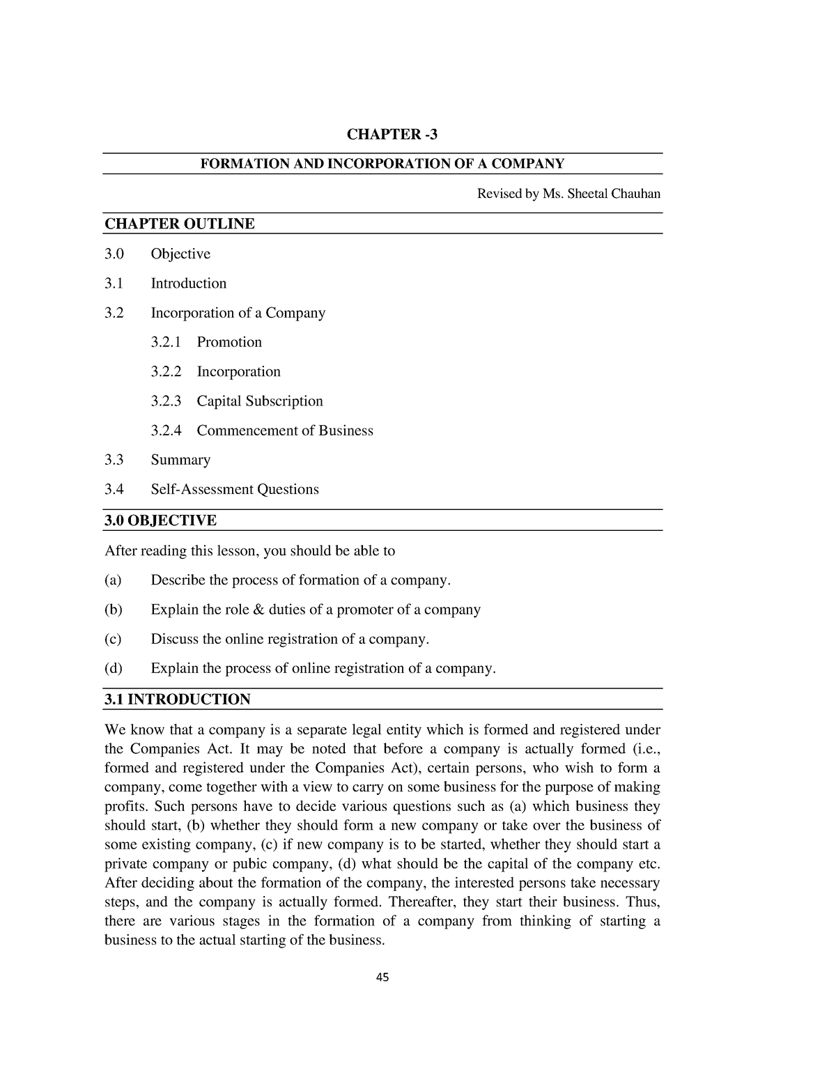 Formation And Incorporation - Chapter - Formation And Incorporation Of 