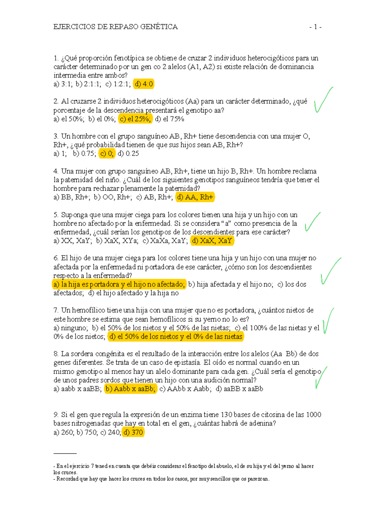 Ejercicios De Genética Para Practicar, Resueltos - EJERCICIOS DE REPASO ...