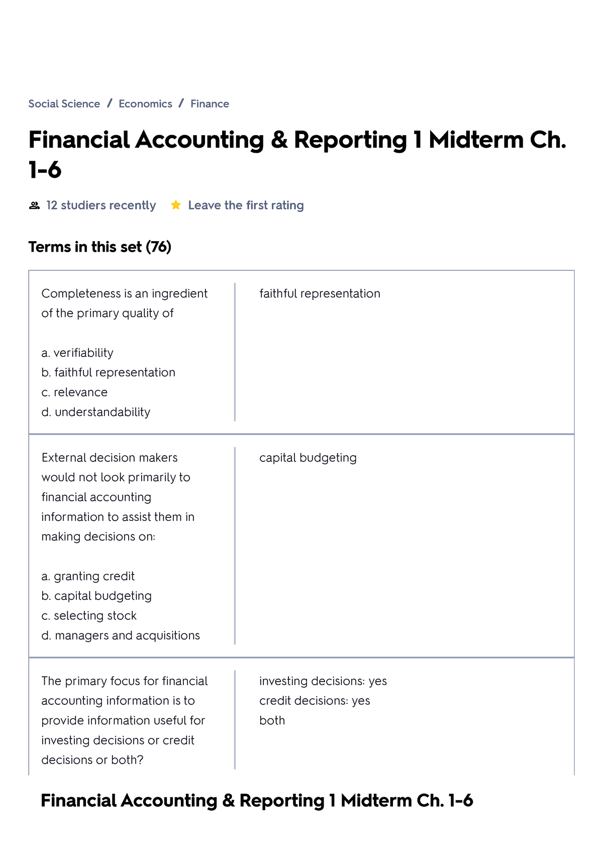 Financial Accounting & Reporting 1 Midterm Ch. 1-6 Flashcards ...