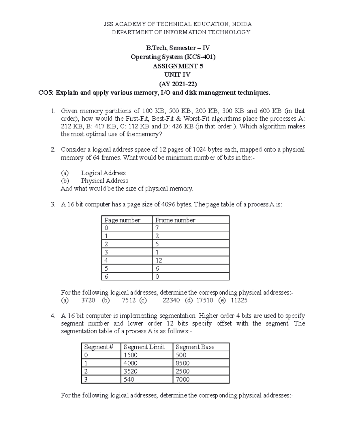 OS Assignment 5(AY2021-22) - DEPARTMENT OF INFORMATION TECHNOLOGY B ...