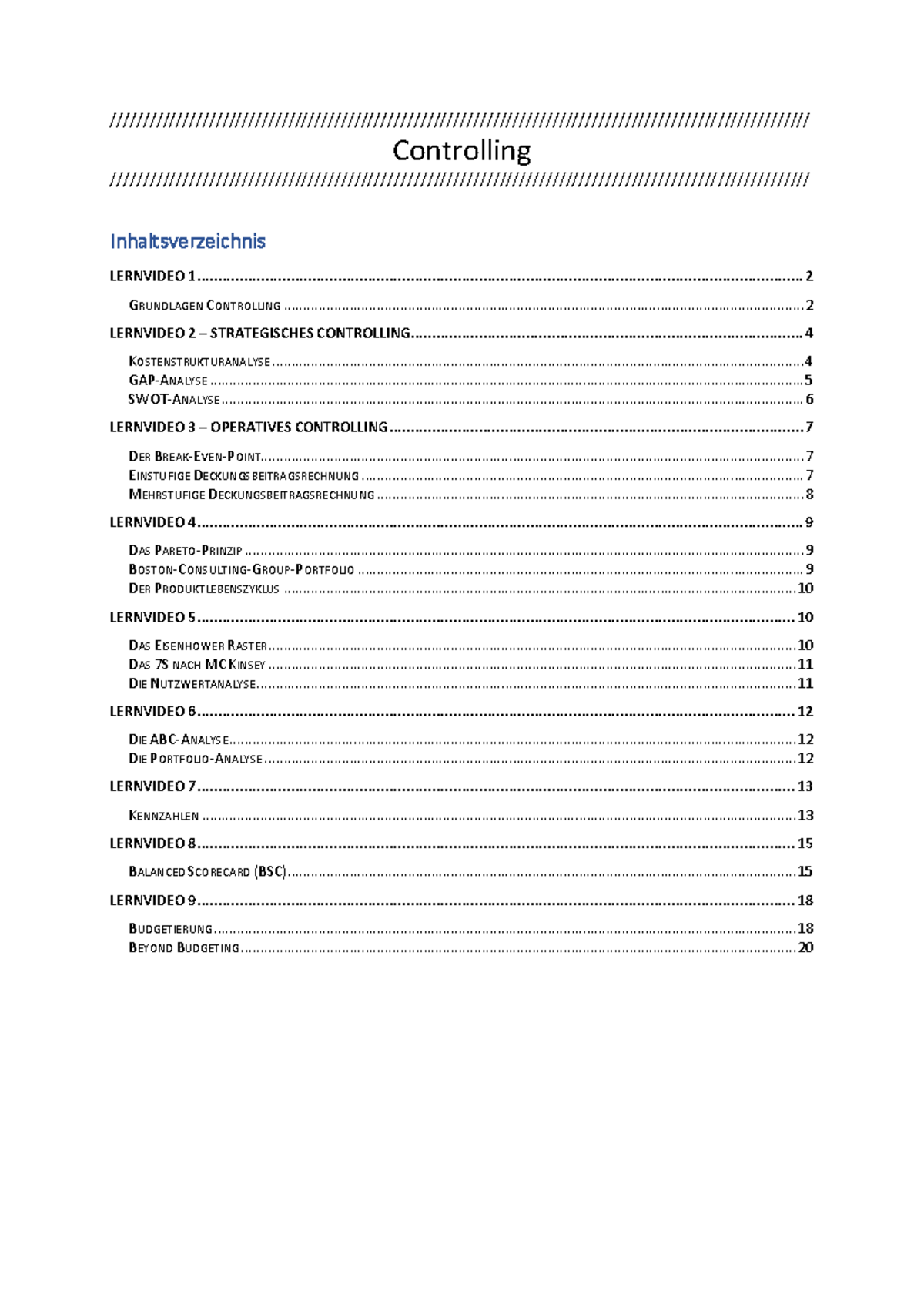 Controlling PDF - - Studocu