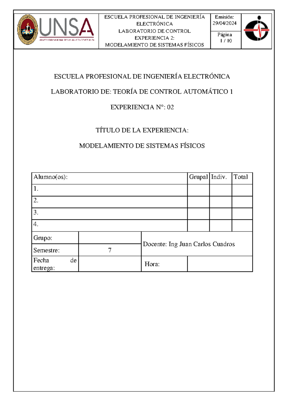 Laboratorio 2 TCA1 Modelado DE Sistemas Fisicos v24 - ELECTRÓNICA ...
