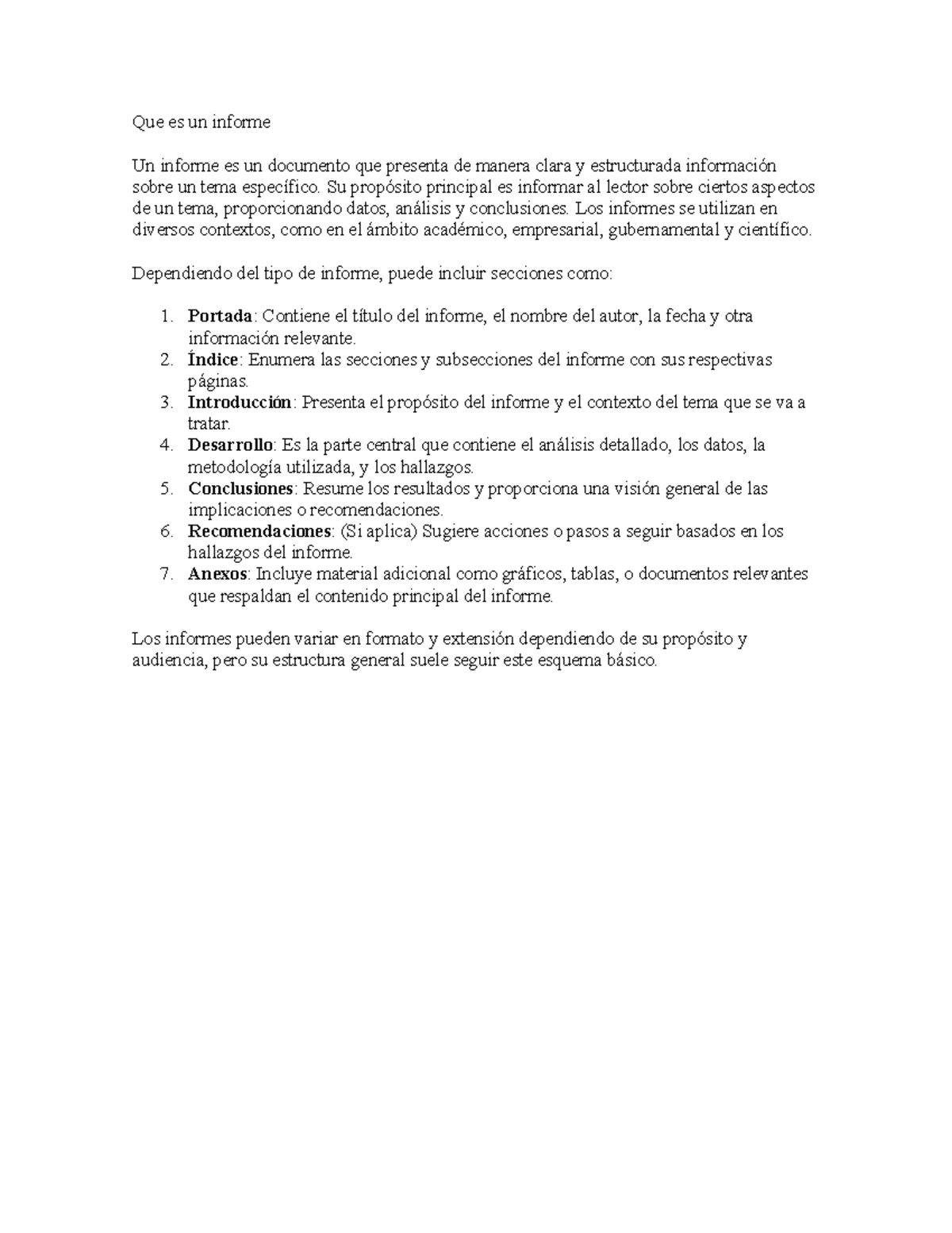 Que es un informe - Su propósito principal es informar al lector sobre ...
