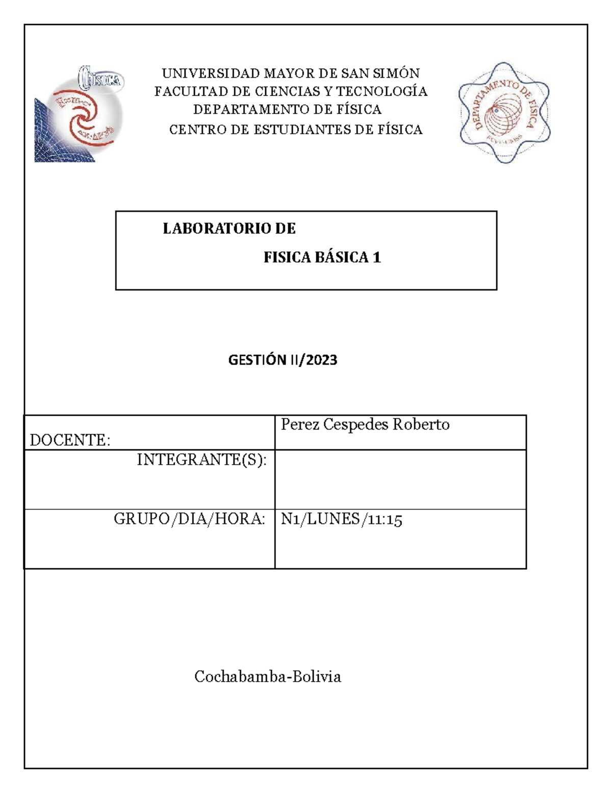 Informe De Laboratorio Fisica 1 Medidas Indirectas Y Propagacion De