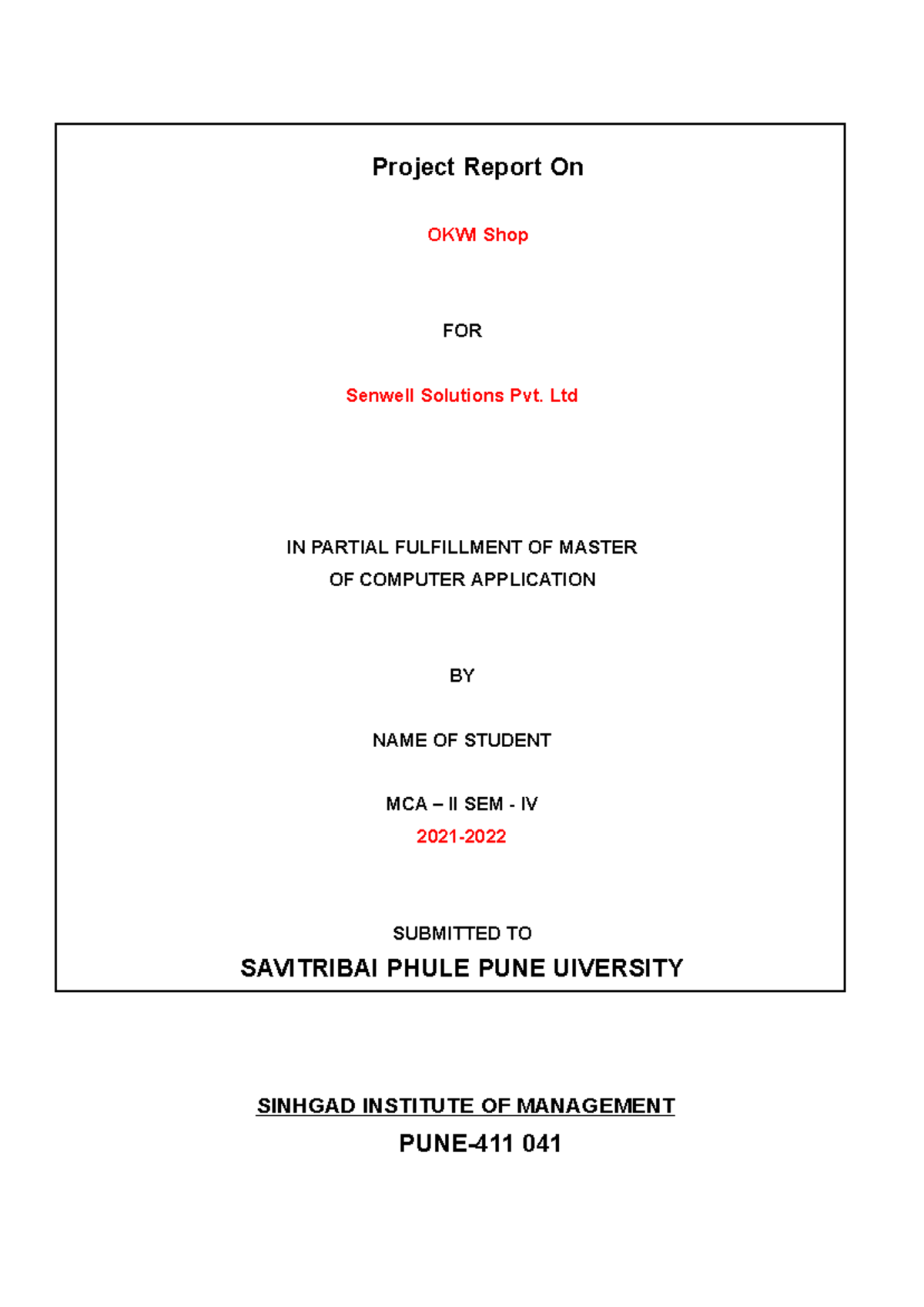 Report Copy computer science project Project Report On OKWI Shop