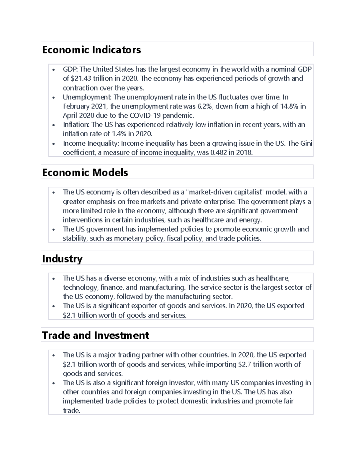 american economy thesis ideas