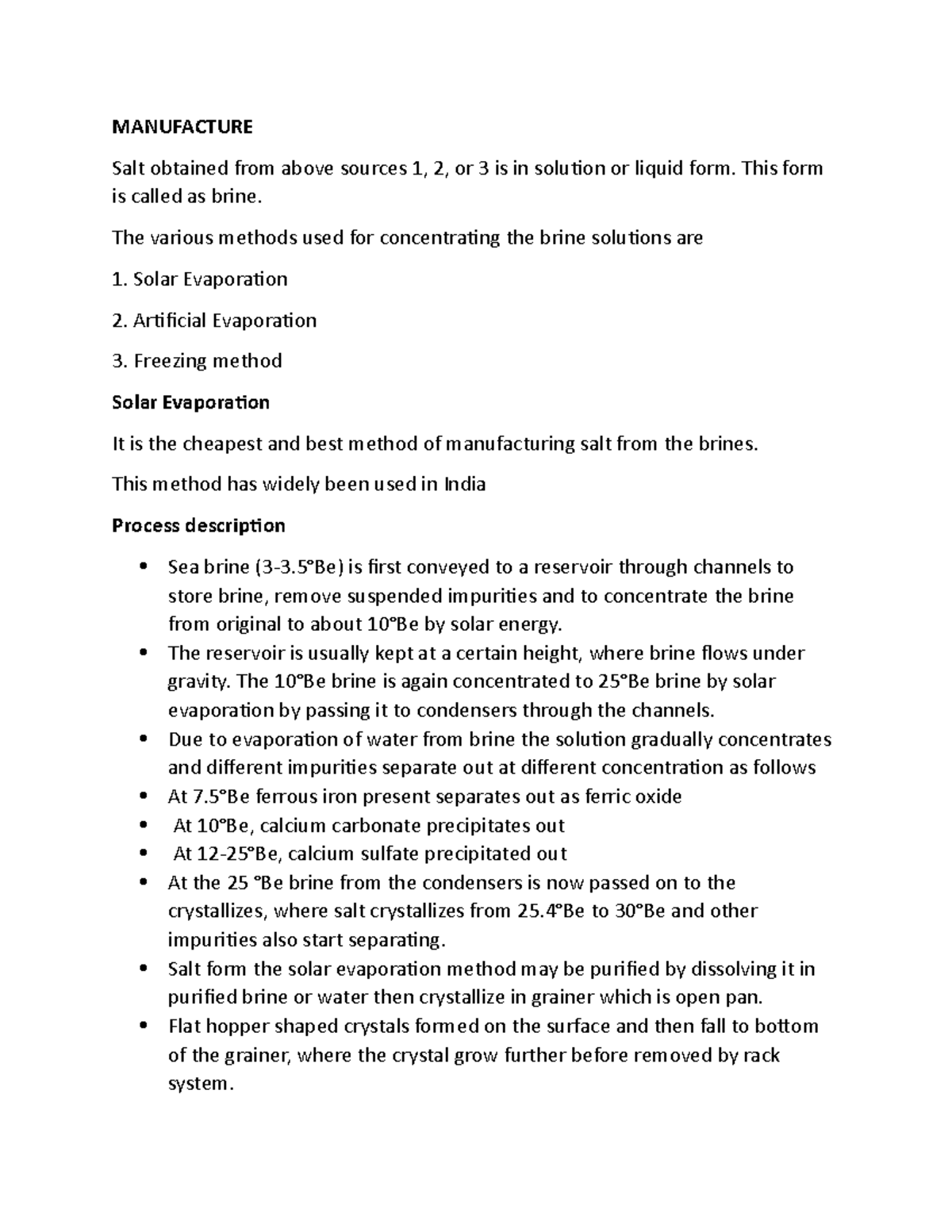 Solar evaporation of sodium chloride - MANUFACTURE Salt obtained from ...