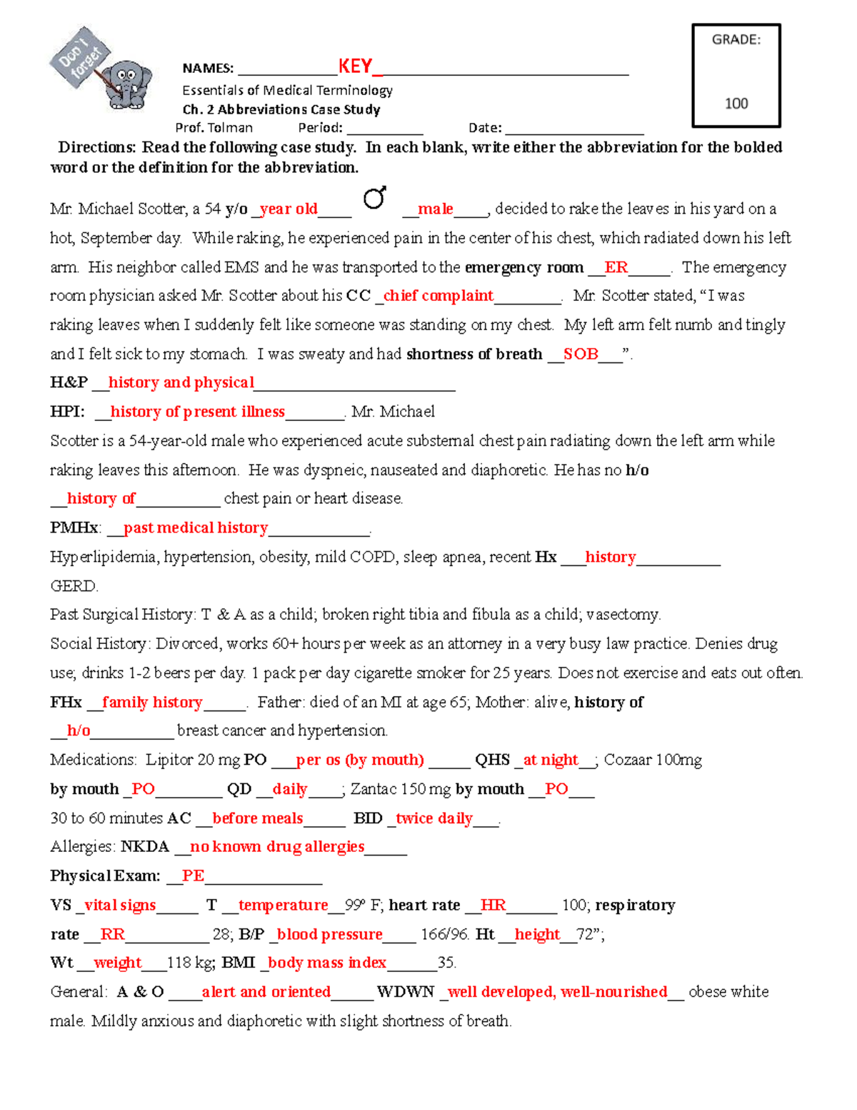 case study medical terminology