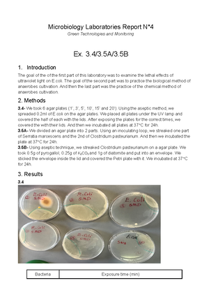 Report 3 - Ex. 3.1A/3.1B/3.3 - Microbiology Laboratories Report N*3 ...
