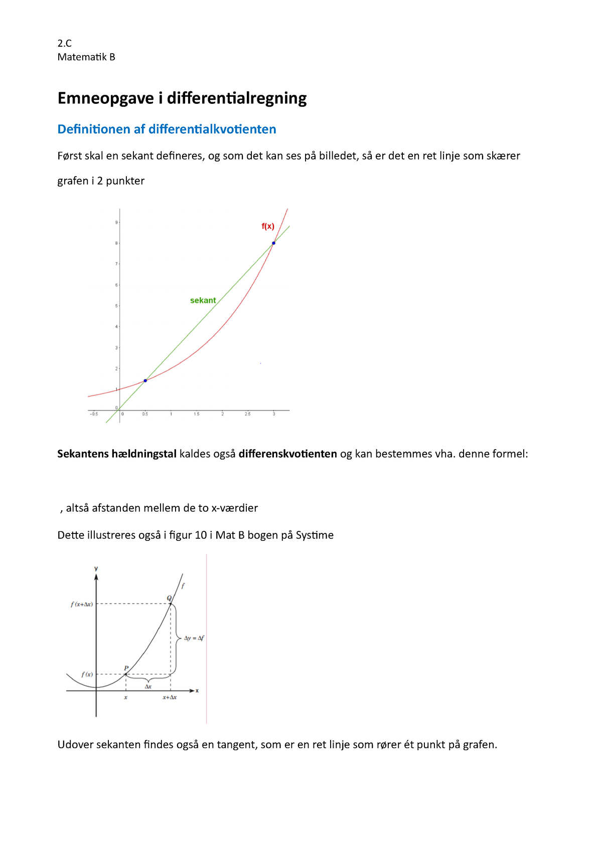 Emneopgave I Differentialregning - Matematik B Emneopgave I ...