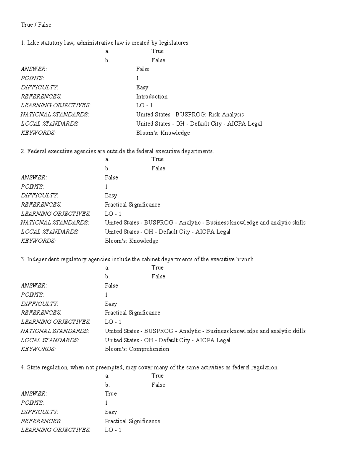 Chapter 19 Powers and Functions of Administrative Agencies - True ...