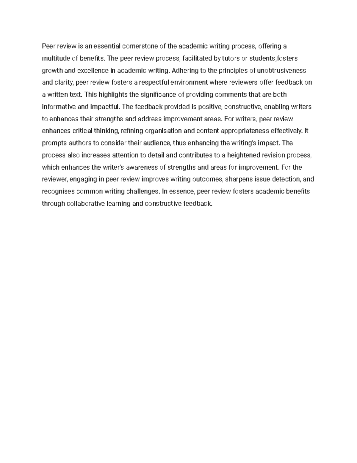Assignment 1 google docs peer review is an essential cornerstone of