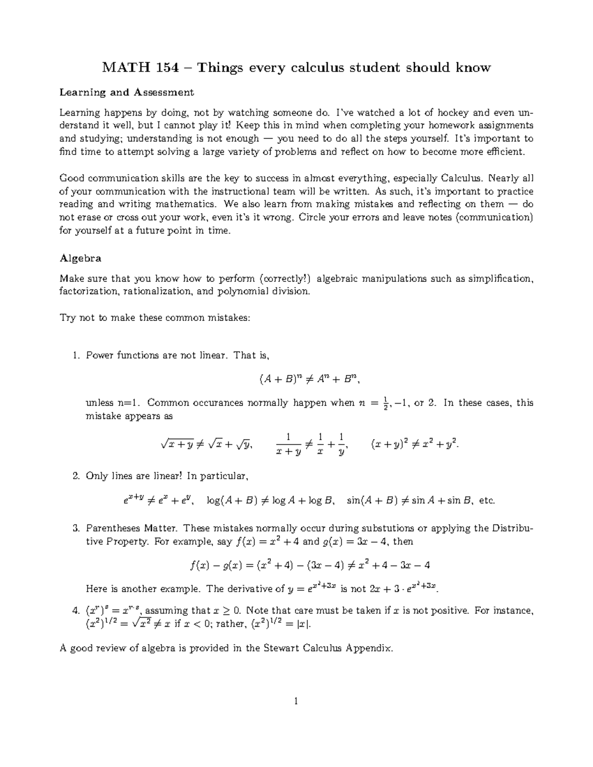 math-154-what-u-must-know-math-154-things-every-calculus-student