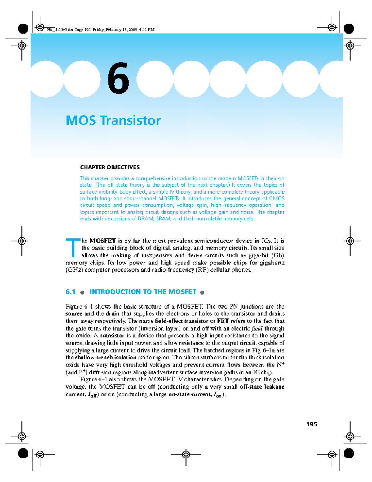 Chenming-Hu Ch6-1 - 물리전자공학2 - 195 6 MOS Transistor CHAPTER OBJECTIVES ...