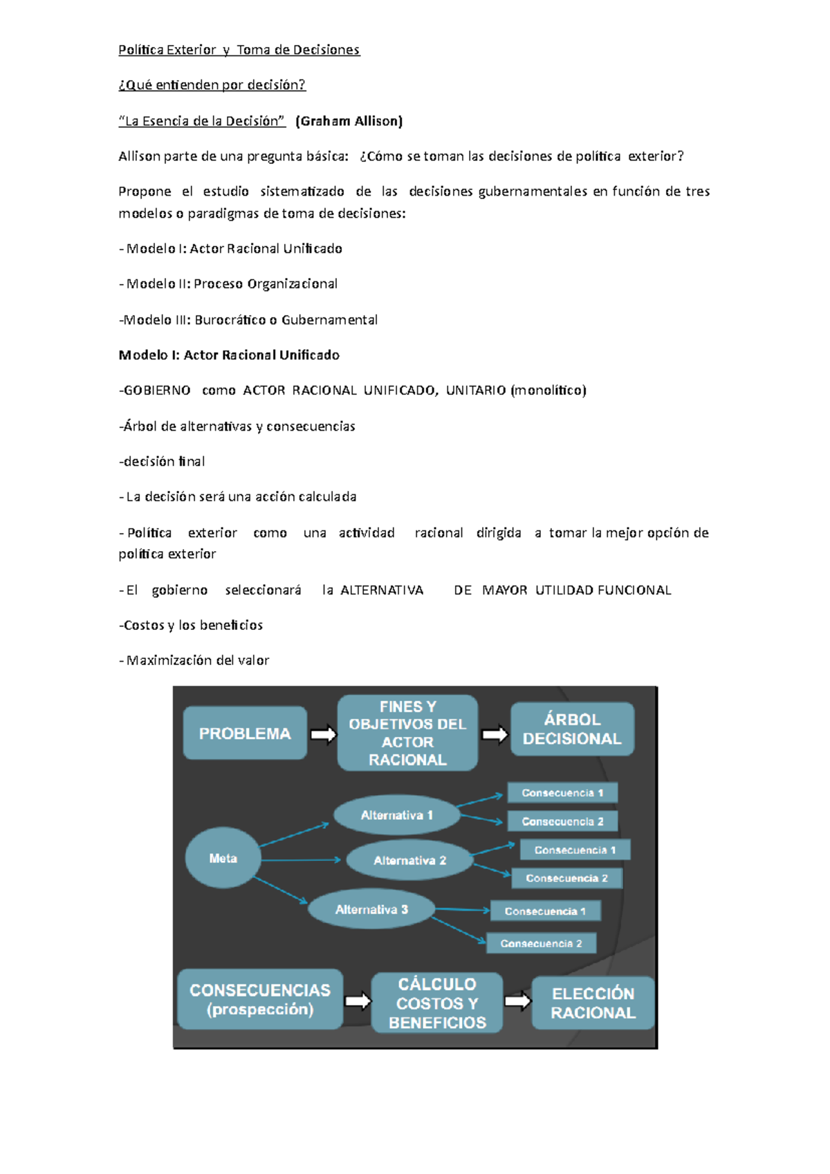 Allison y Putnam - Política Exterior y Toma de Decisiones ¿Qué entienden  por decisión? “La Esencia - Studocu