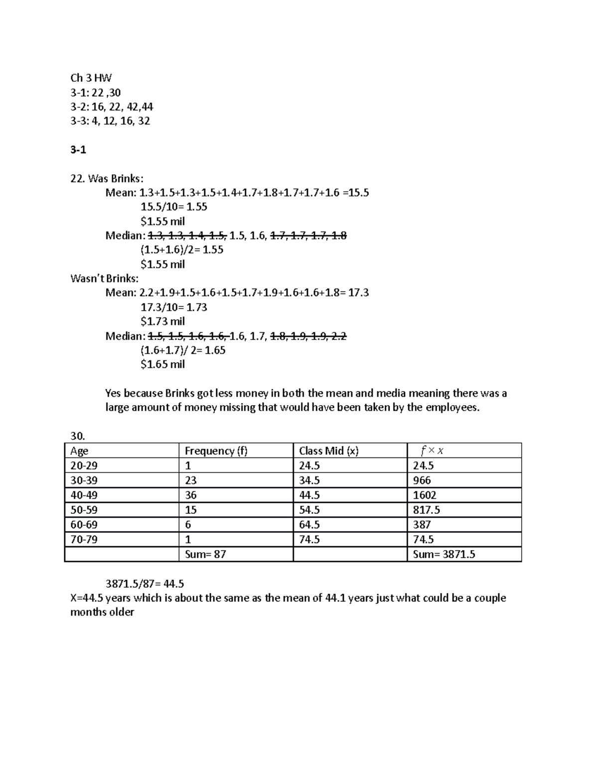 statistics chapter 3 homework answers