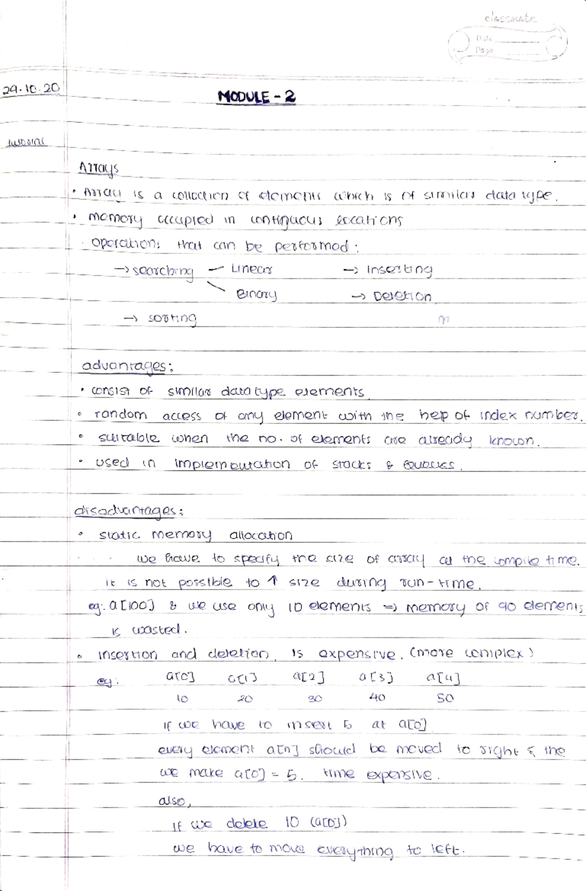 Computer Science - Arrays - Studocu