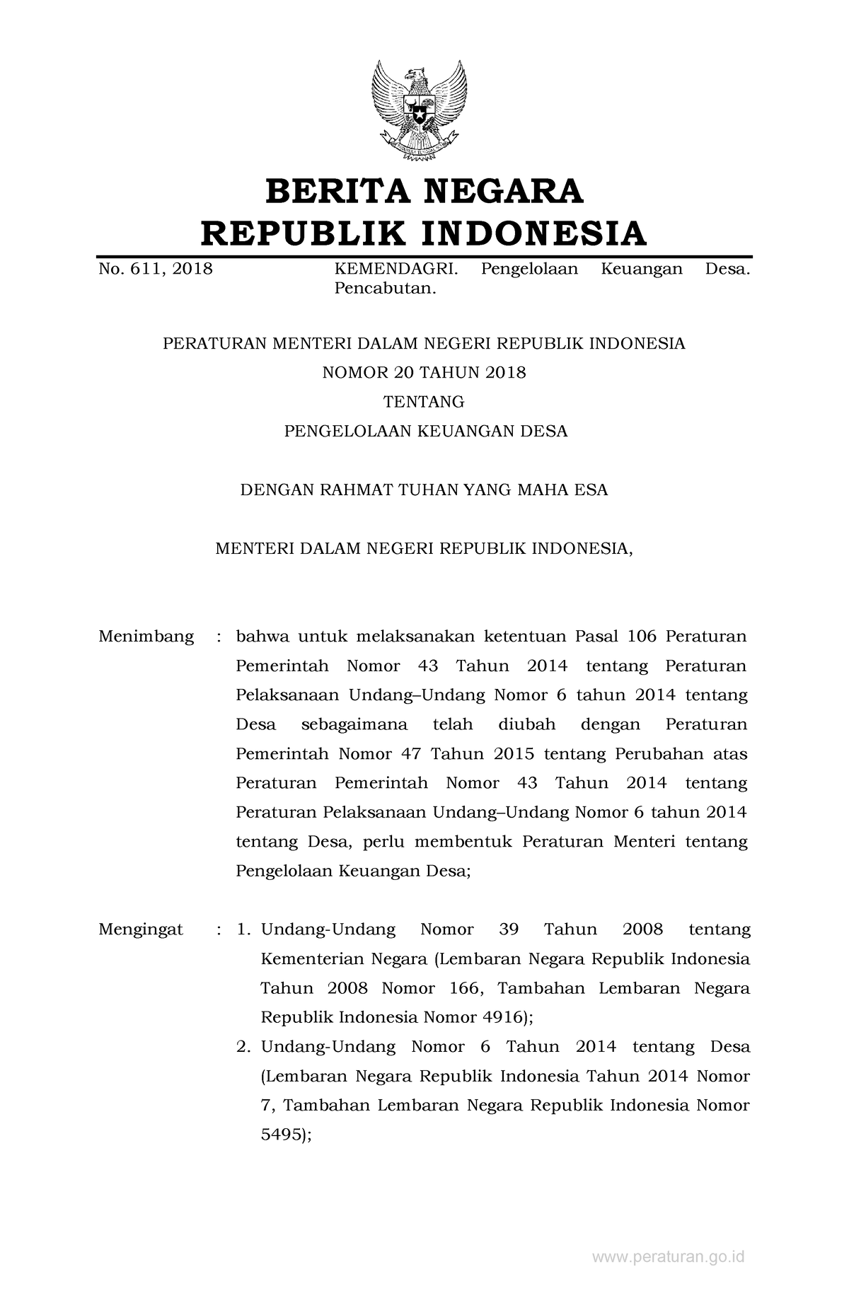 Permendagri Nomor 20 Tahun 2018 - BERITA NEGARA REPUBLIK INDONESIA No ...