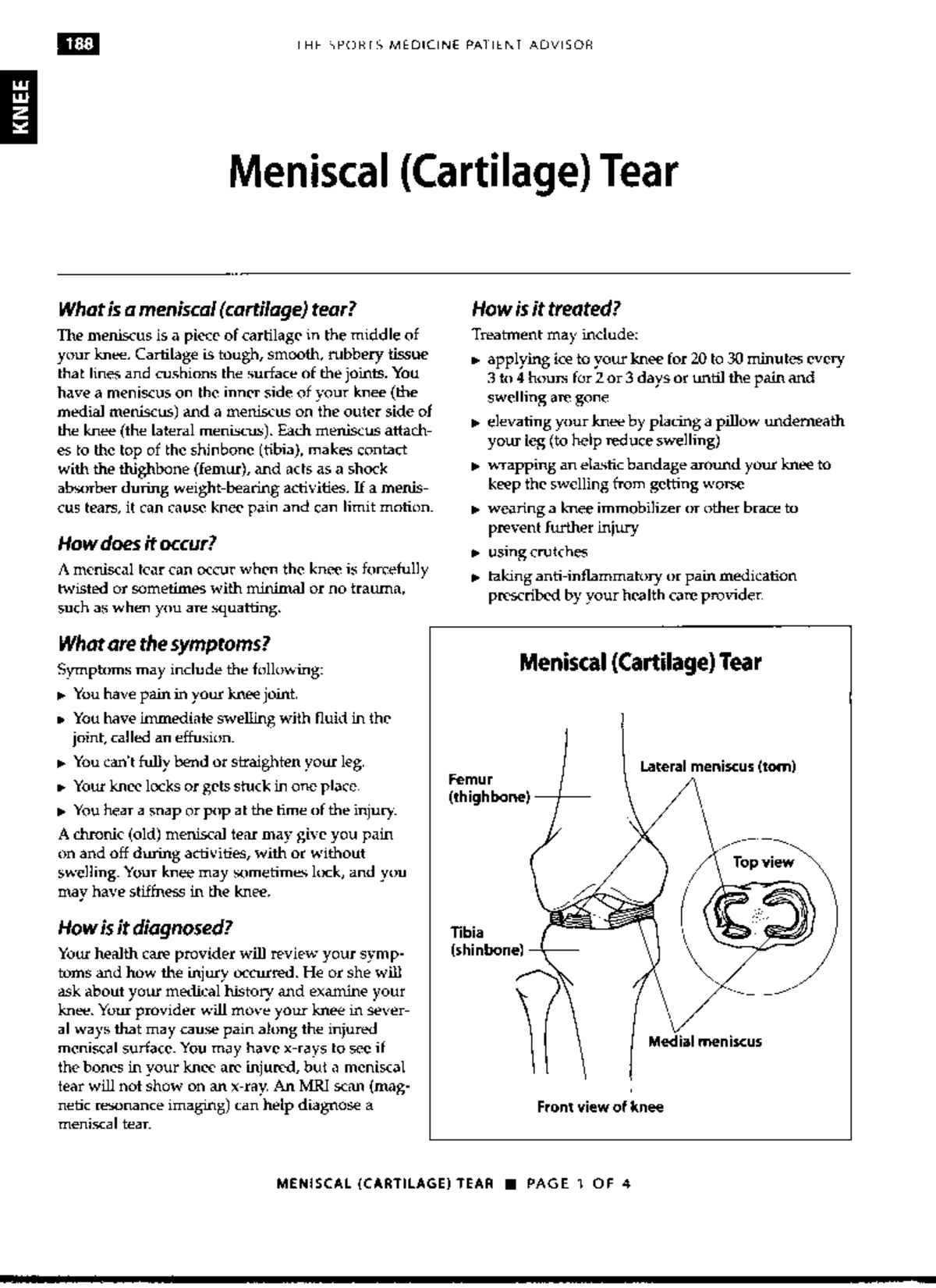 Meniscal Cartilage Tear Exercises Illustration Knee S vrogue.co