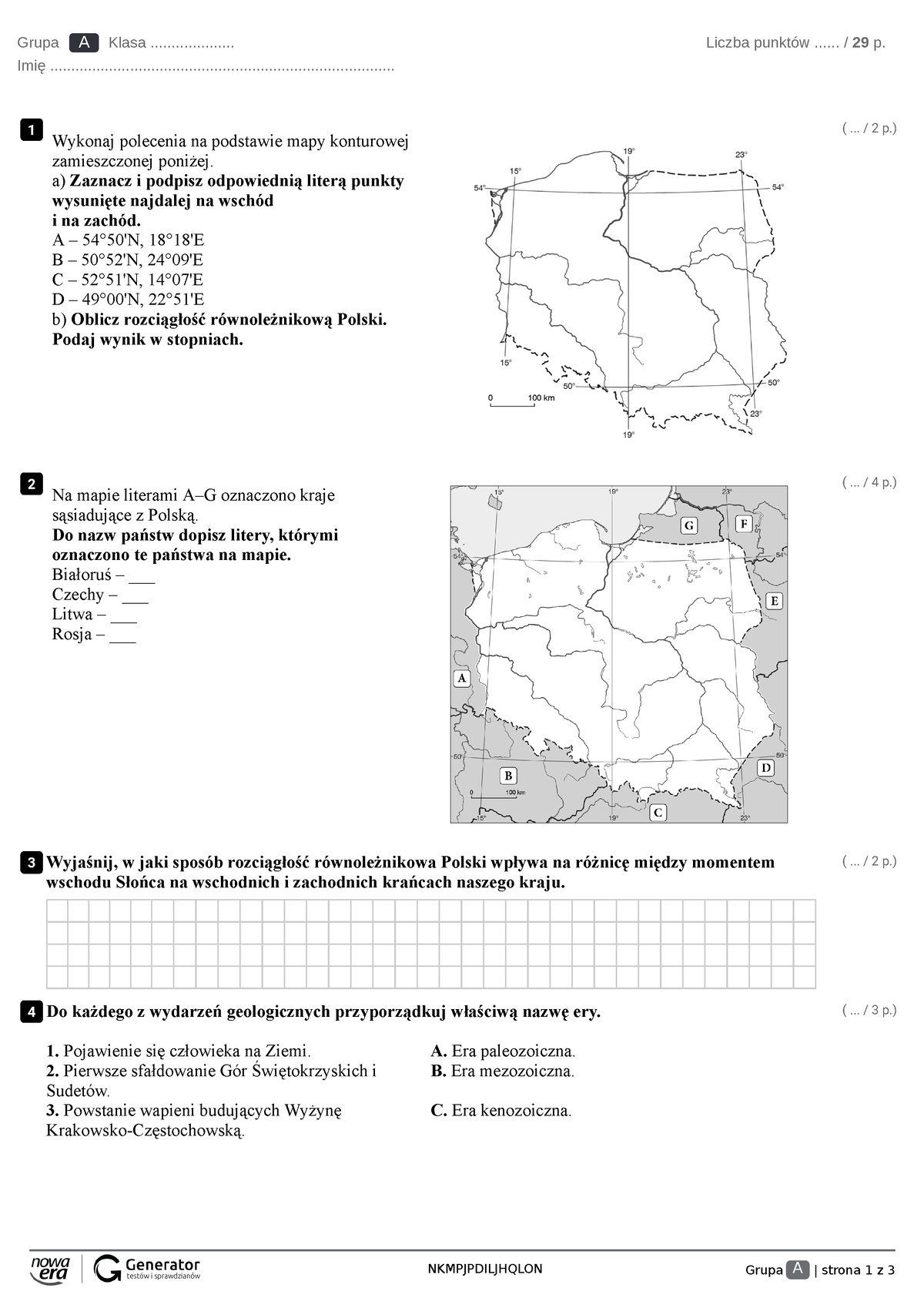 Test 2 Rozdzia 1 Srodowisko Przyrodnicze Polski Cz Nkmpjpdiljhqlon Grupa A Strona 1 Z 3