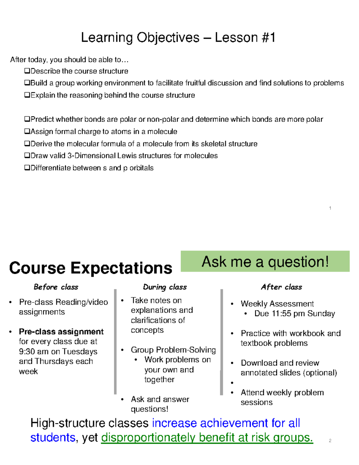 Lesson 1 - Notes - Learning Objectives – Lesson After today, you should ...