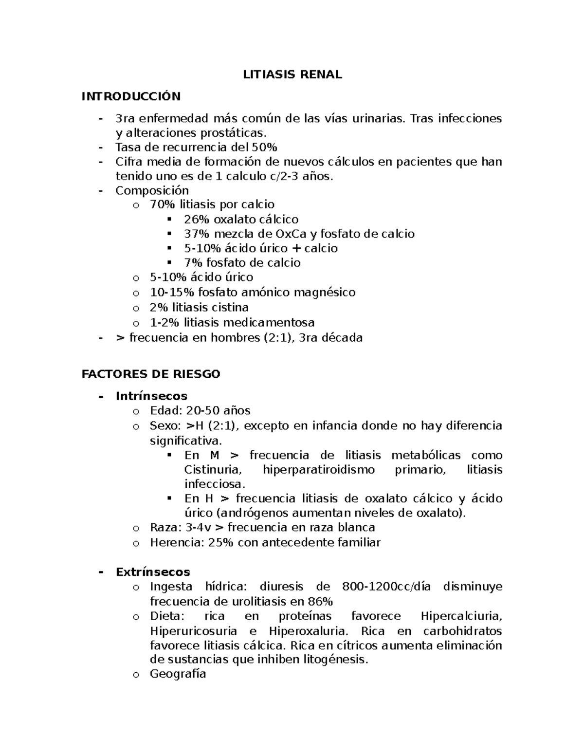 Calculos oxalato calcico dihidrato