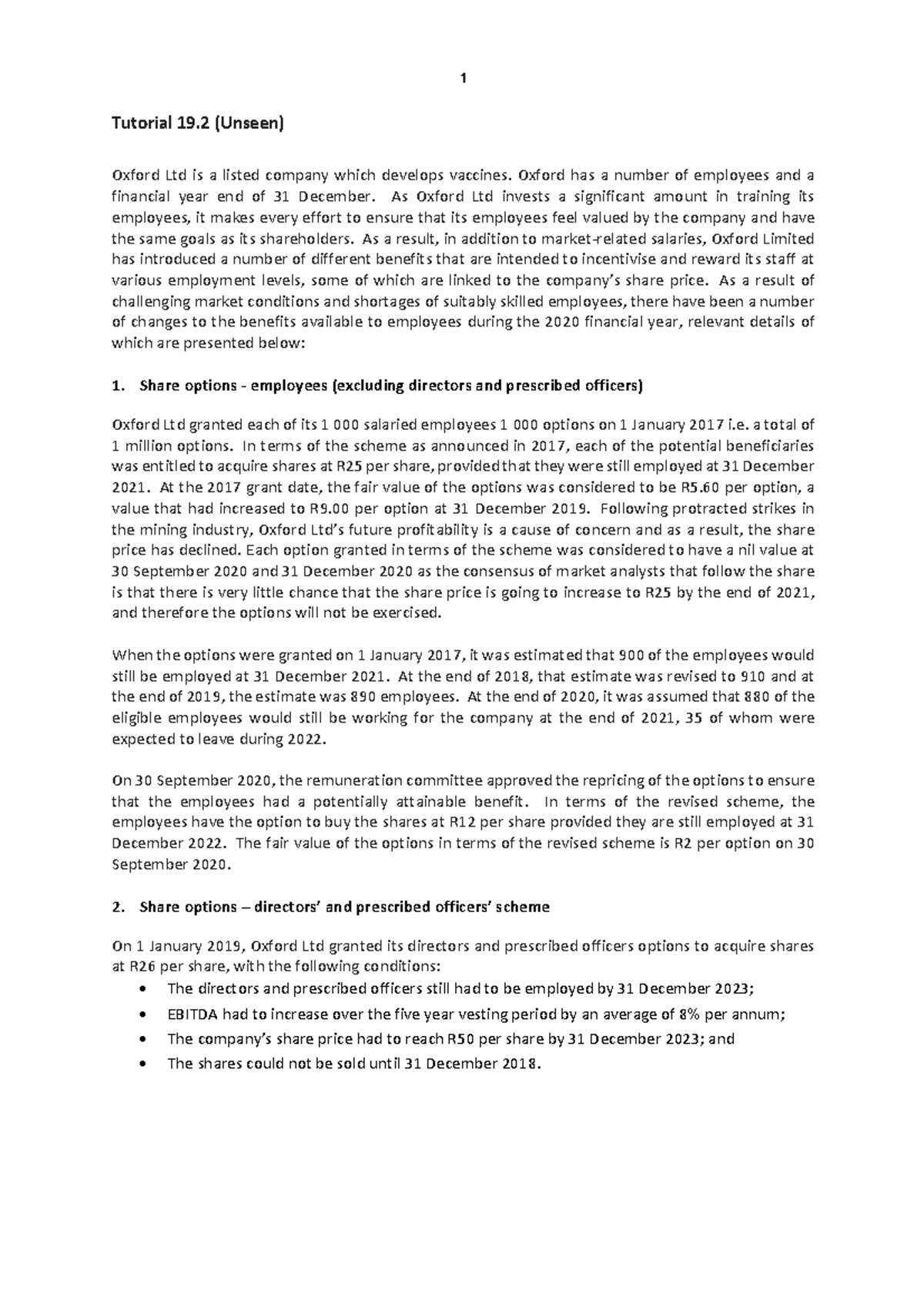 Tutorial+19 - tutorial - 1 Tutorial 1 9 .2 (Unseen) Oxford Ltd is a ...