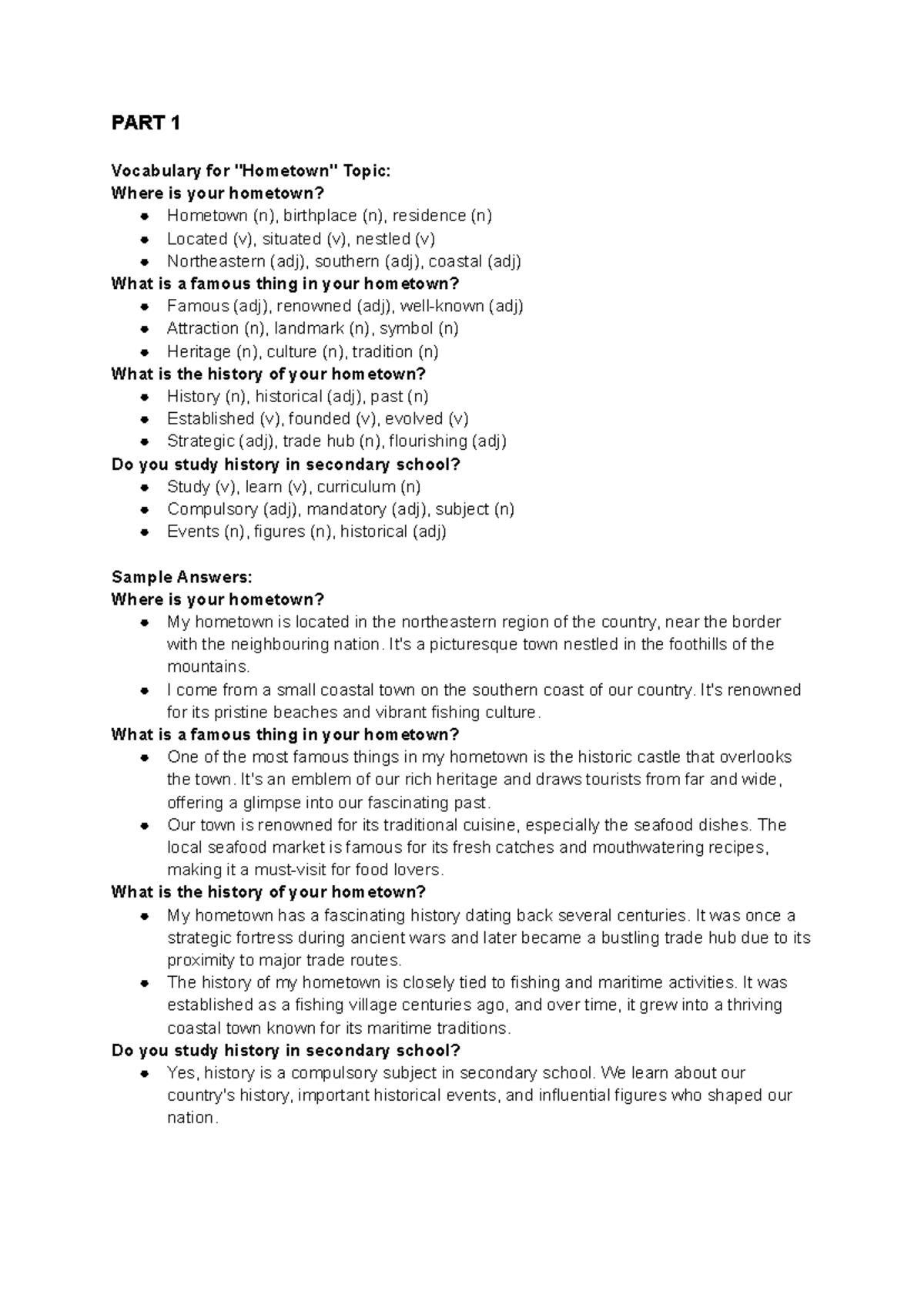 03 Hometown - ielts - PART 1 Vocabulary for 