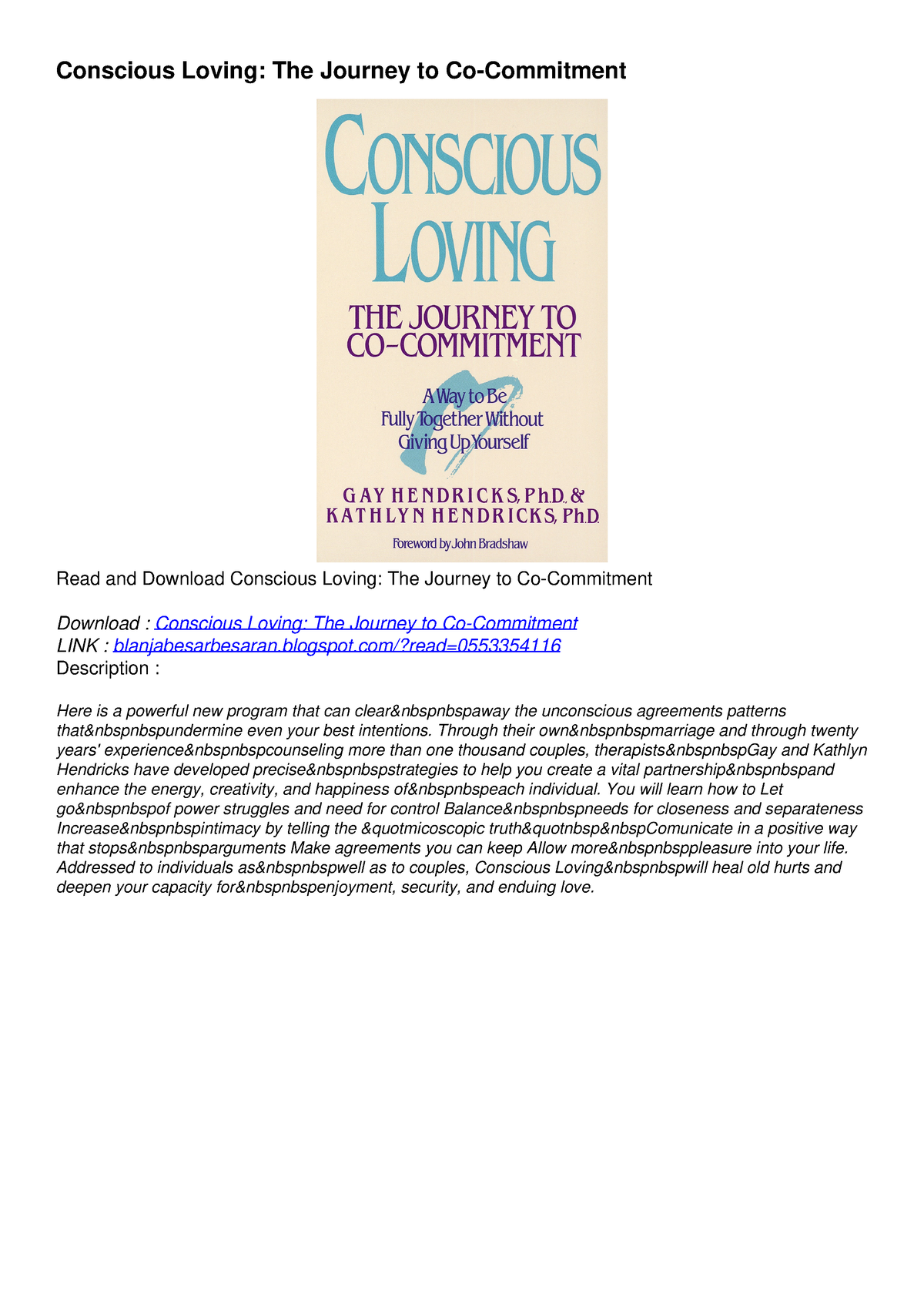 conscious loving the journey to co commitment pdf