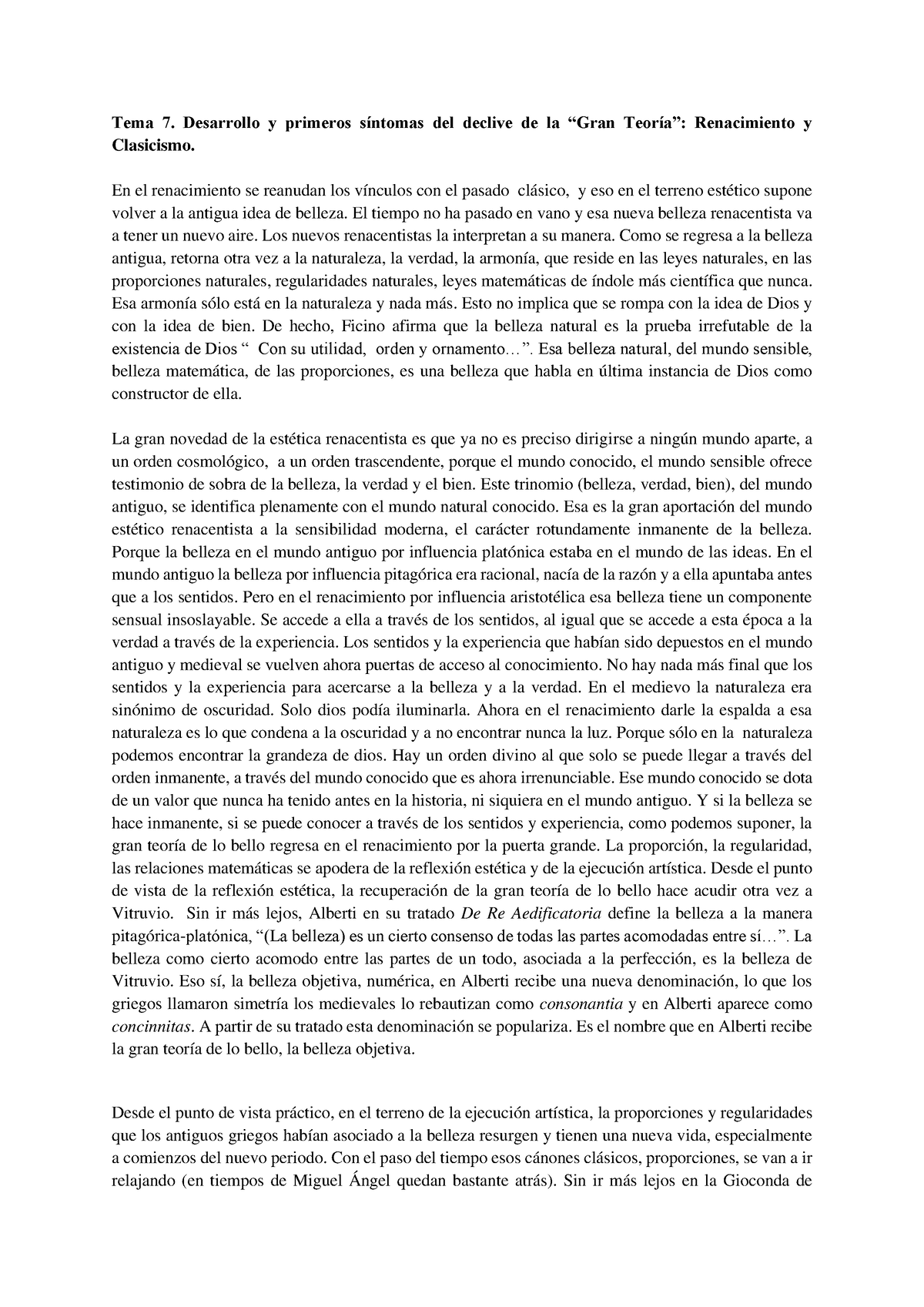 Tema 7 Desarrollo Y Primeros Síntomas Del Declive De La “gran Teoría” Renacimiento Y Clasicismo 8082