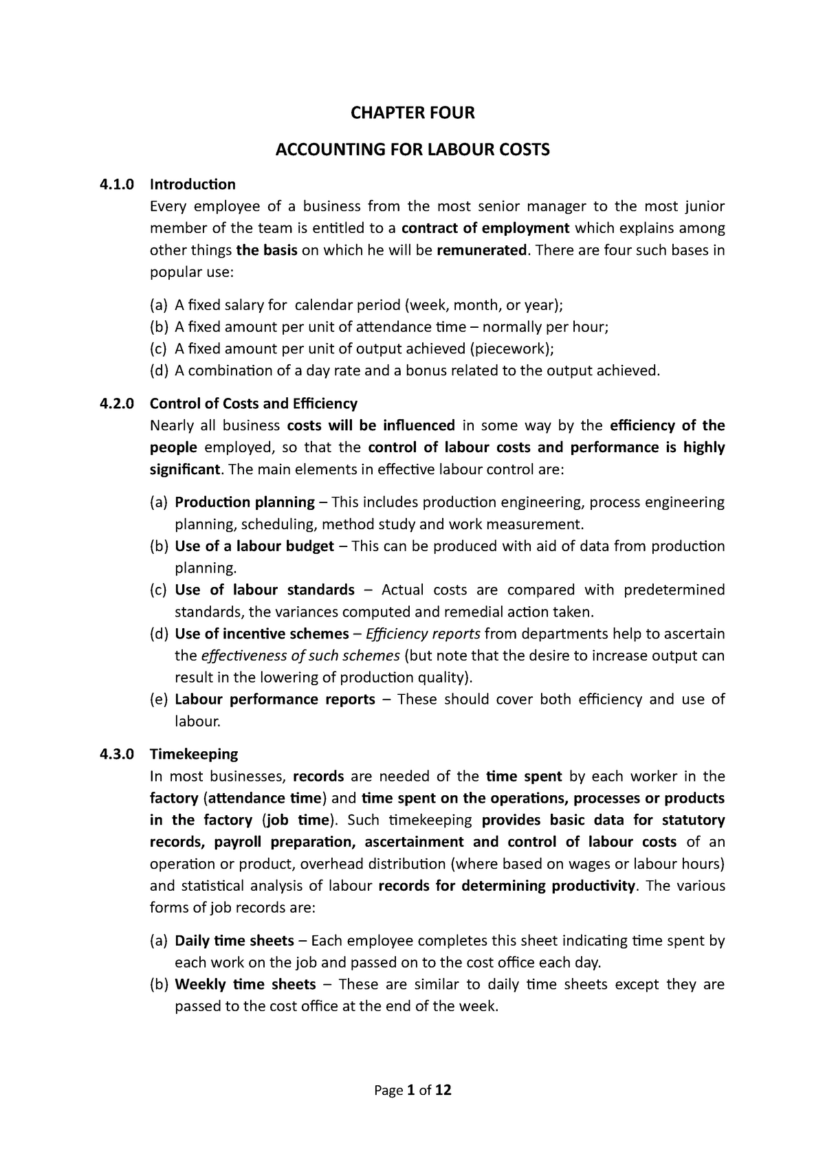 accounting-for-labour-costs-chapter-four-accounting-for-labour-costs