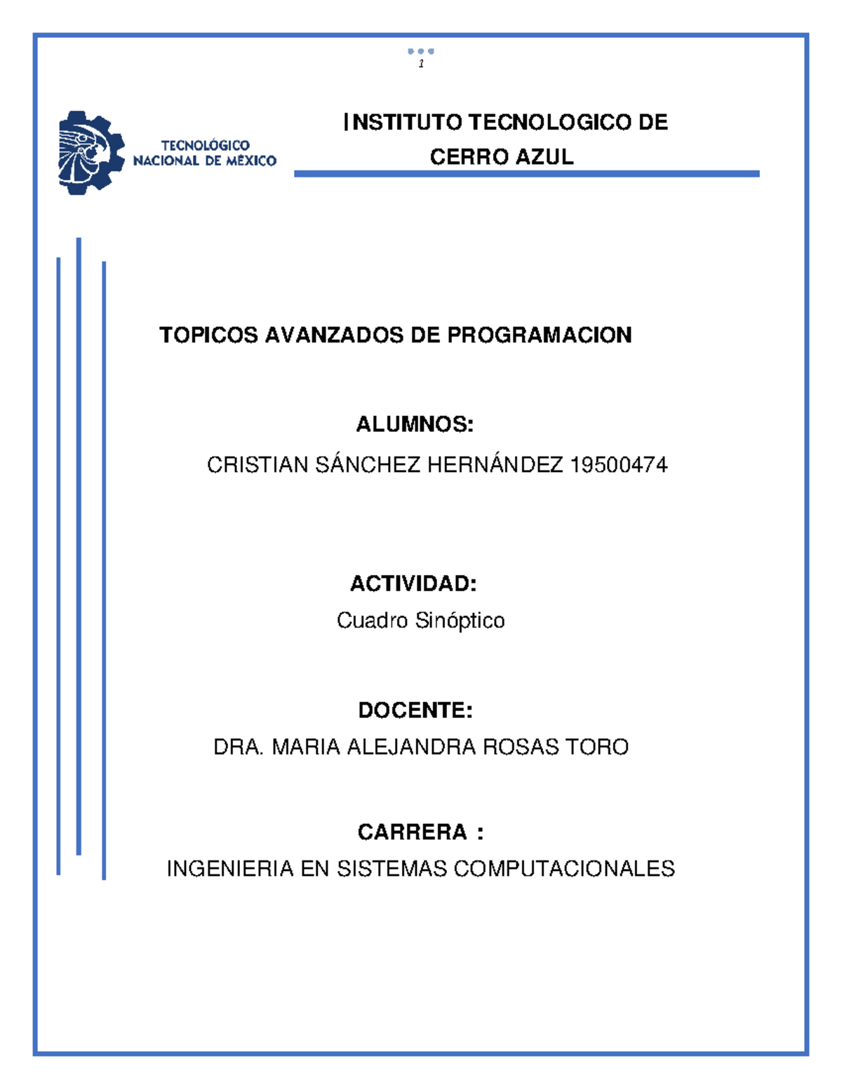 Cuadro Sinóptico De Componentes Visuales Y No Visuales 1 I Nstituto