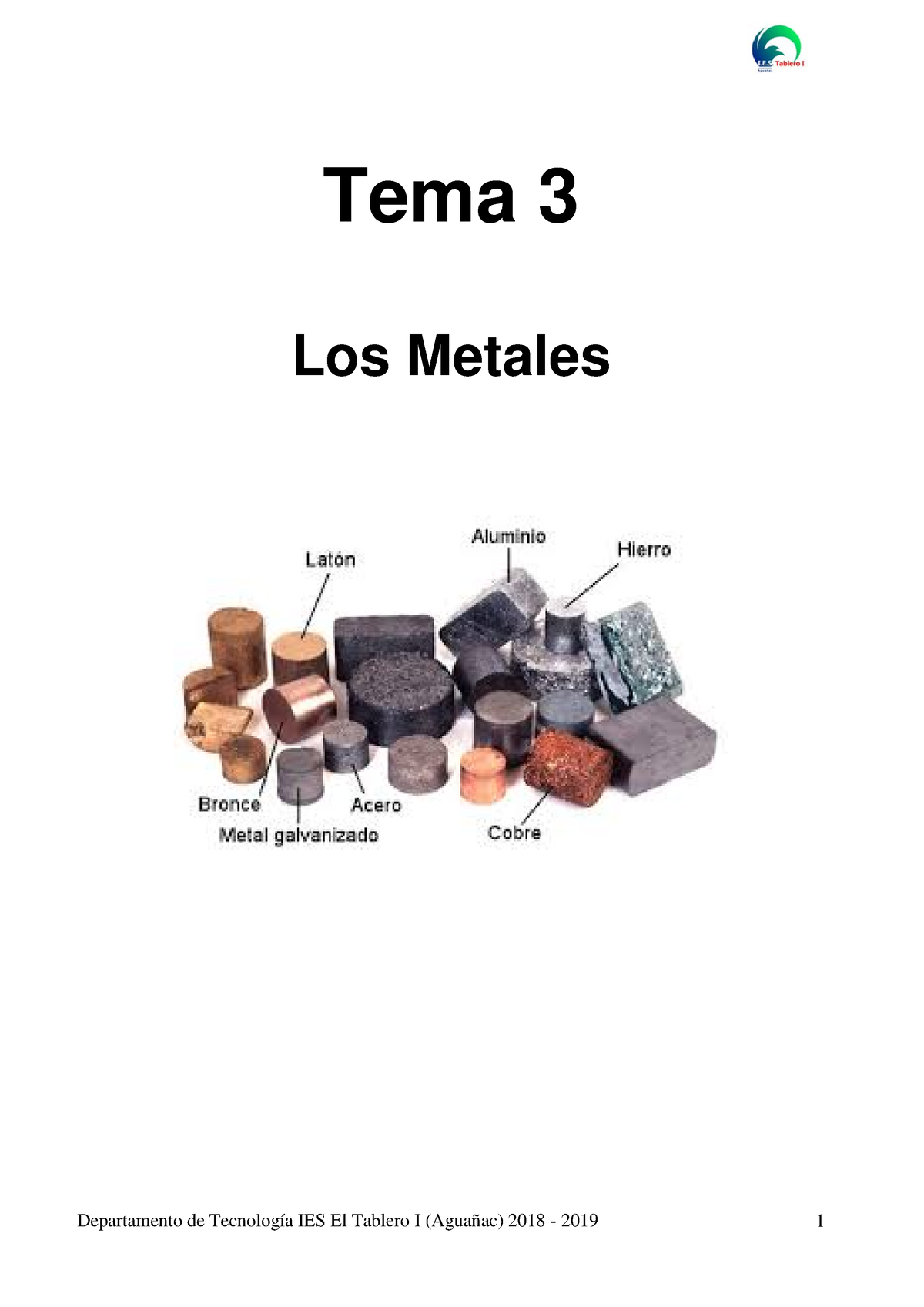 Tema 2o Eso Metales - Tema 3 Los Metales Tabla De Contenido LOS METALES ...