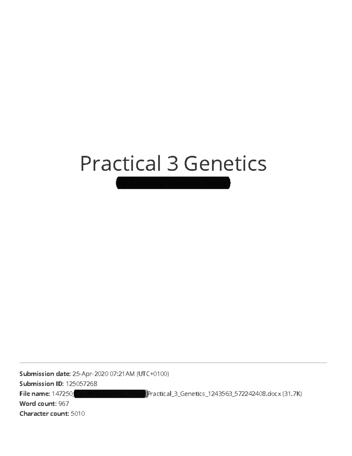 Practical 3 Genetics - Practical 3 Genetics by Carolina Queiroz Freire ...