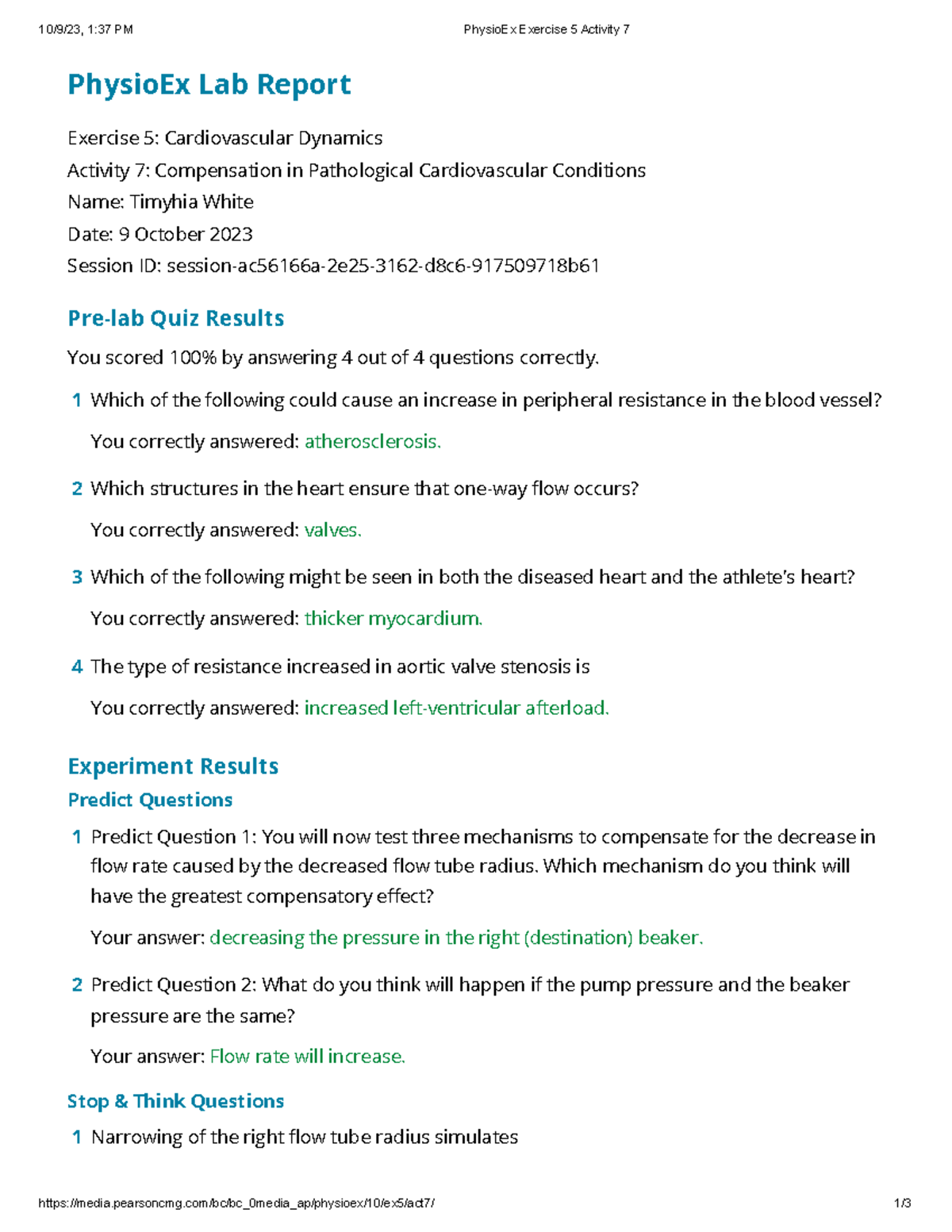 Activity 7 A&P lab. 10/9/23, 137 PM PhysioEx Exercise 5 Activity 7 Studocu