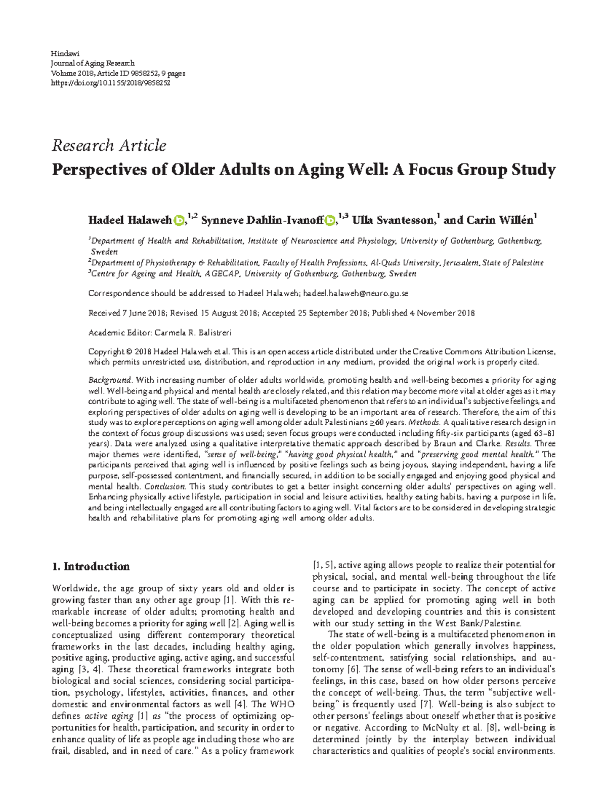 research paper on aging