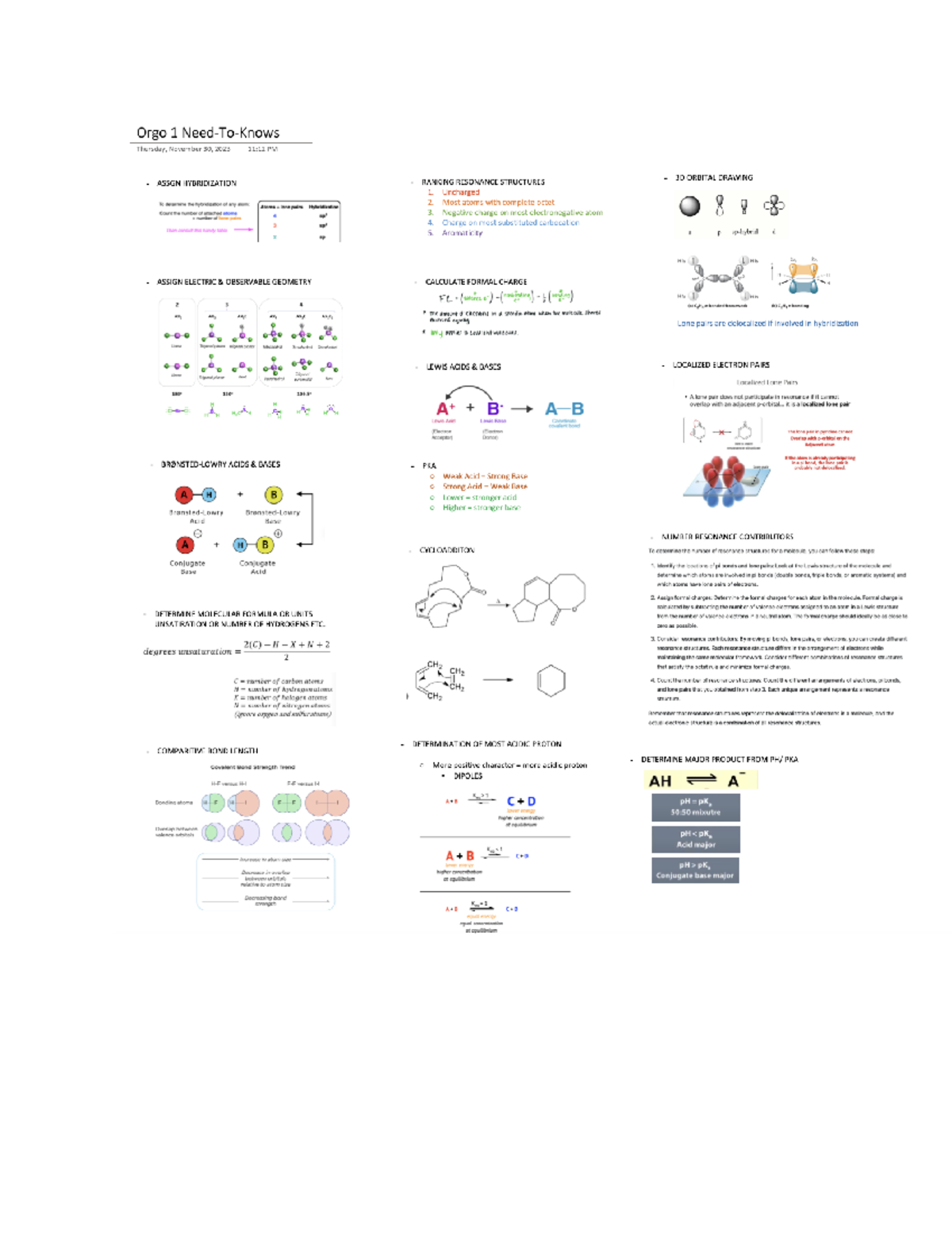 Orgo 1 Need-To-Knows - CHEM 210 - Studocu
