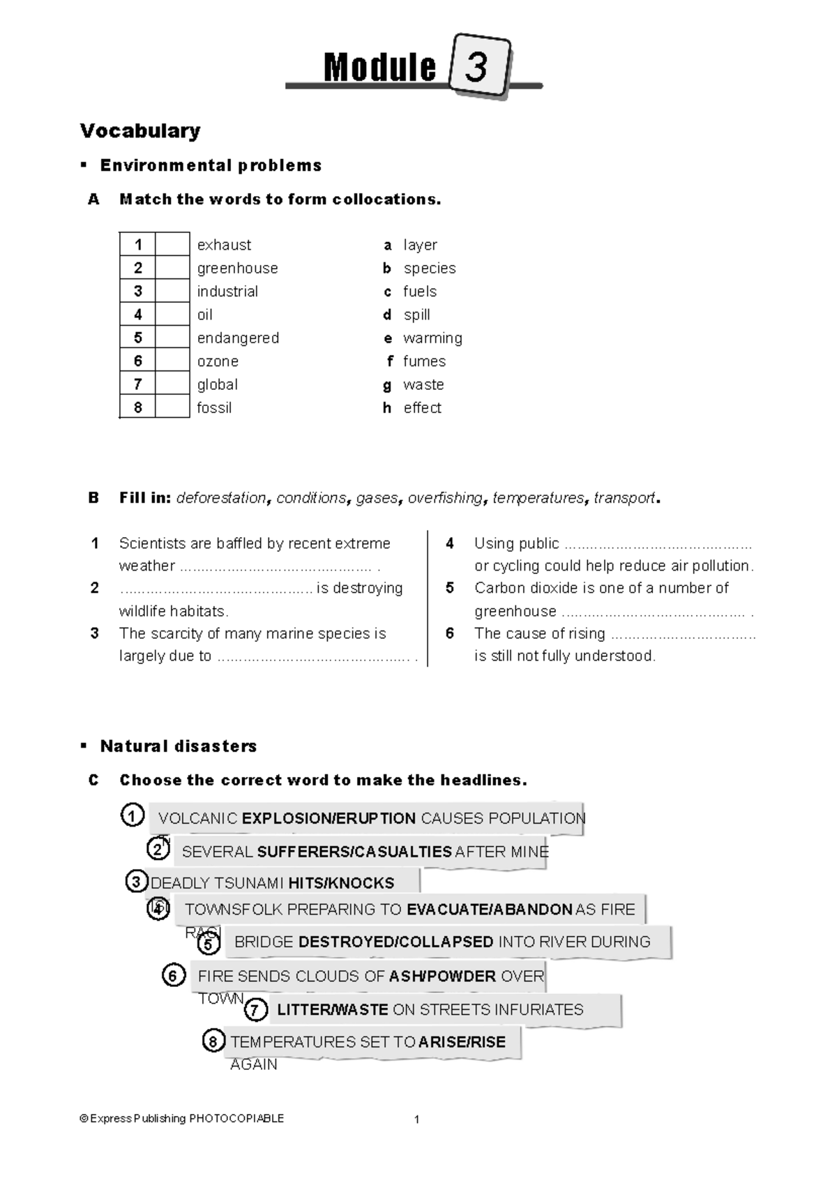 613991509 03 On Screen B2 Module 3 - Vocabulary Environmental problems ...