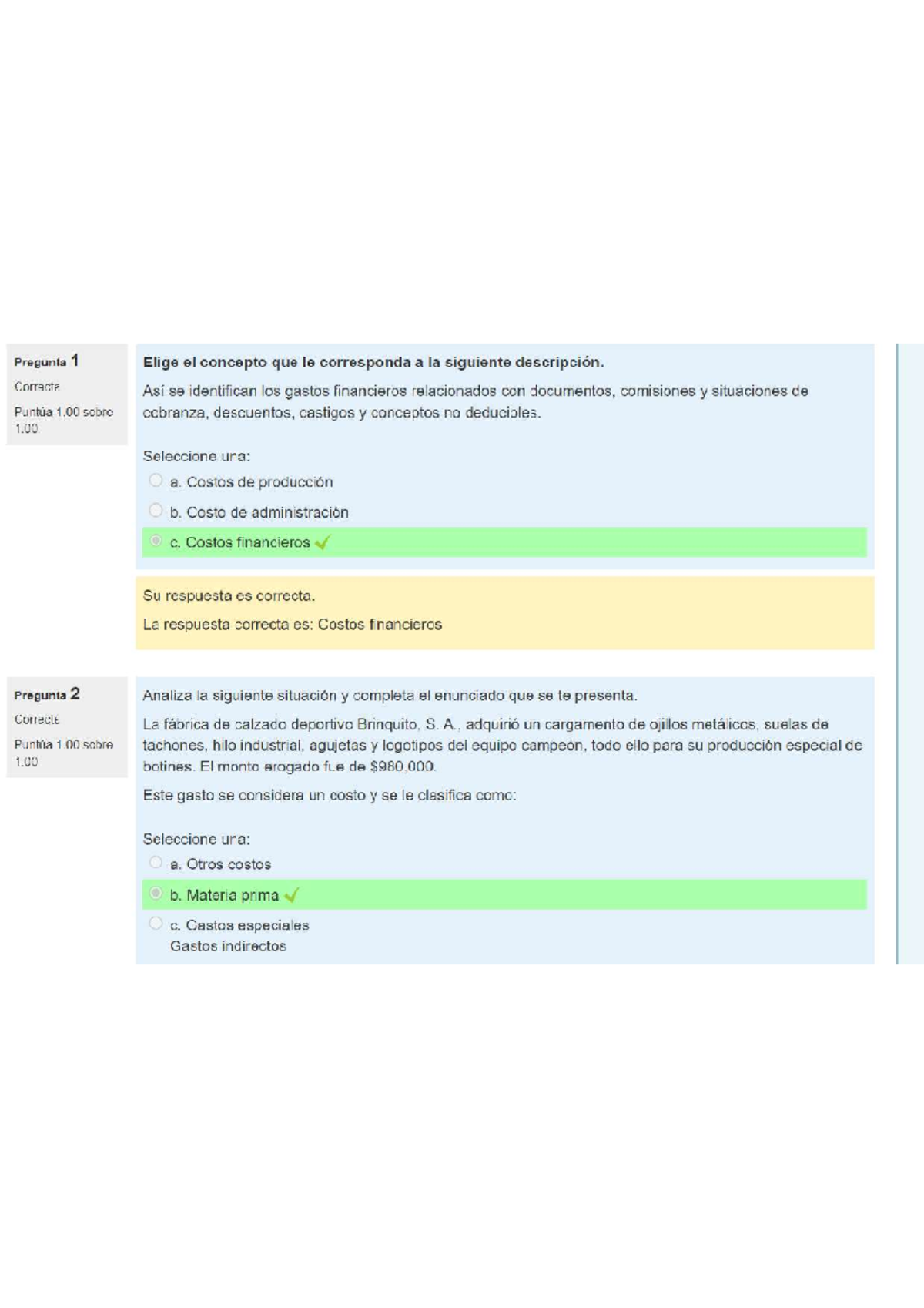 Contabilidad De Costos Examen Correcto Uno - Studocu