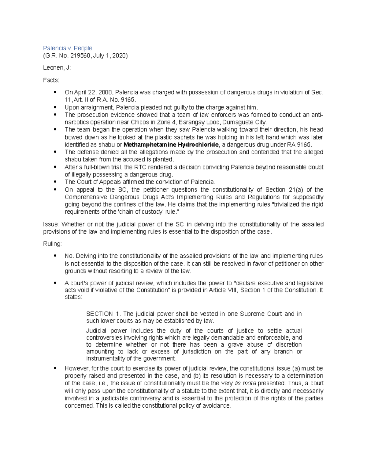 Palencia v. People - N/A - Palencia v. People (G. No. 219560, July 1 ...