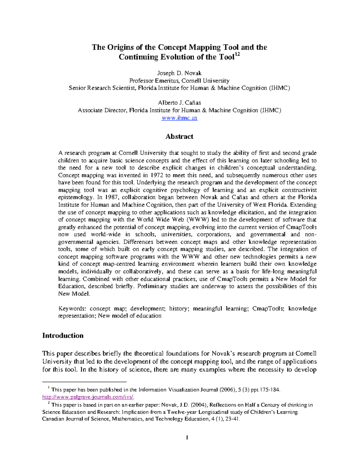 The origins of the concept mapping tool - The Origins of the Concept ...