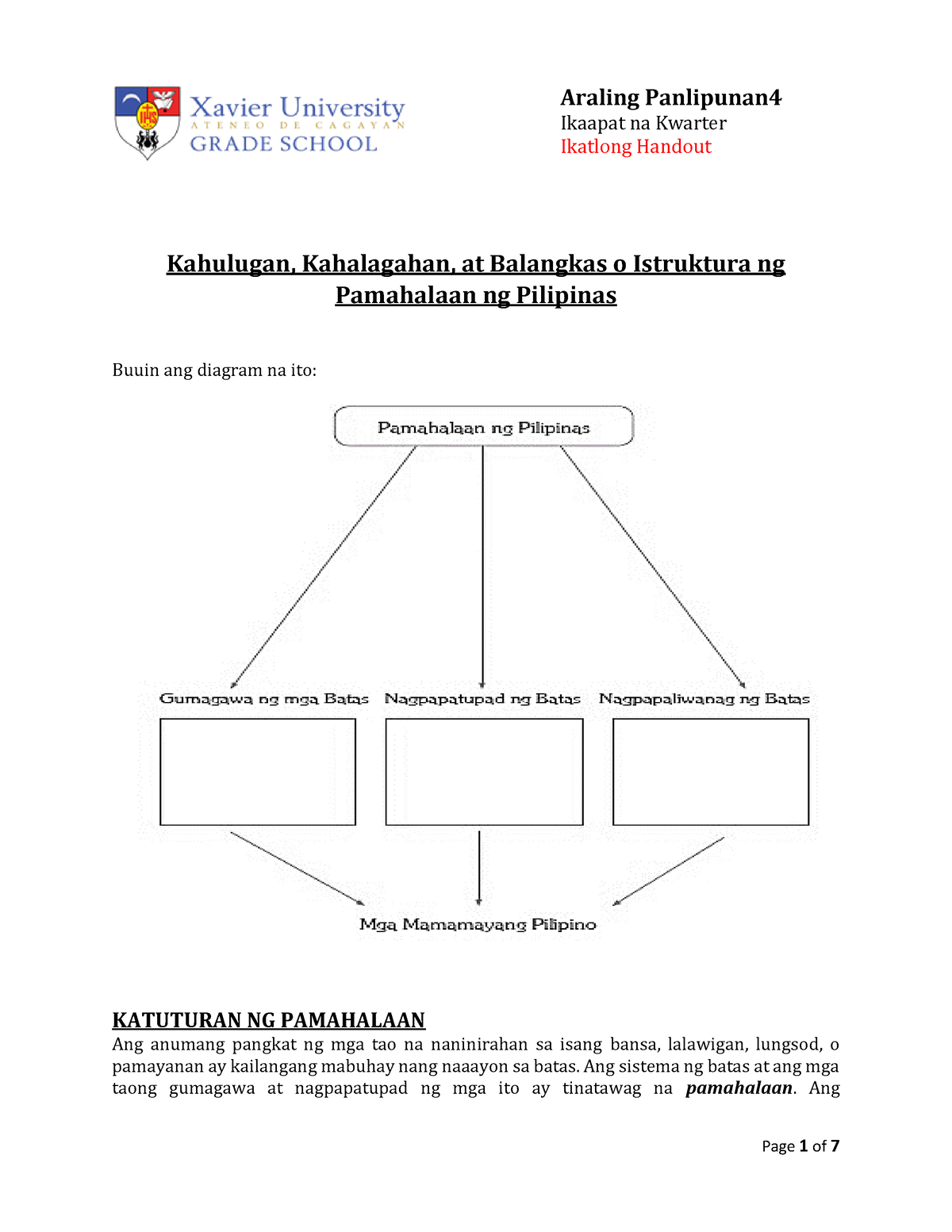 (Handout 3) Kahulugan, Kahalagahan, At Balangkas O Istruktura Ng ...