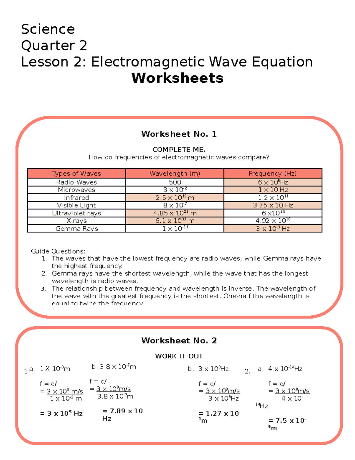Science Q2L2 - Electromagnetic wave equation - Science Quarter 2 Lesson ...